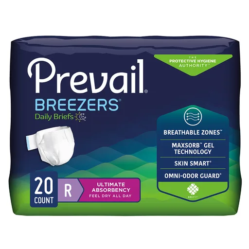 Prevail® Breezers® Ultimate Absorbency Incontinence Briefs, Regular