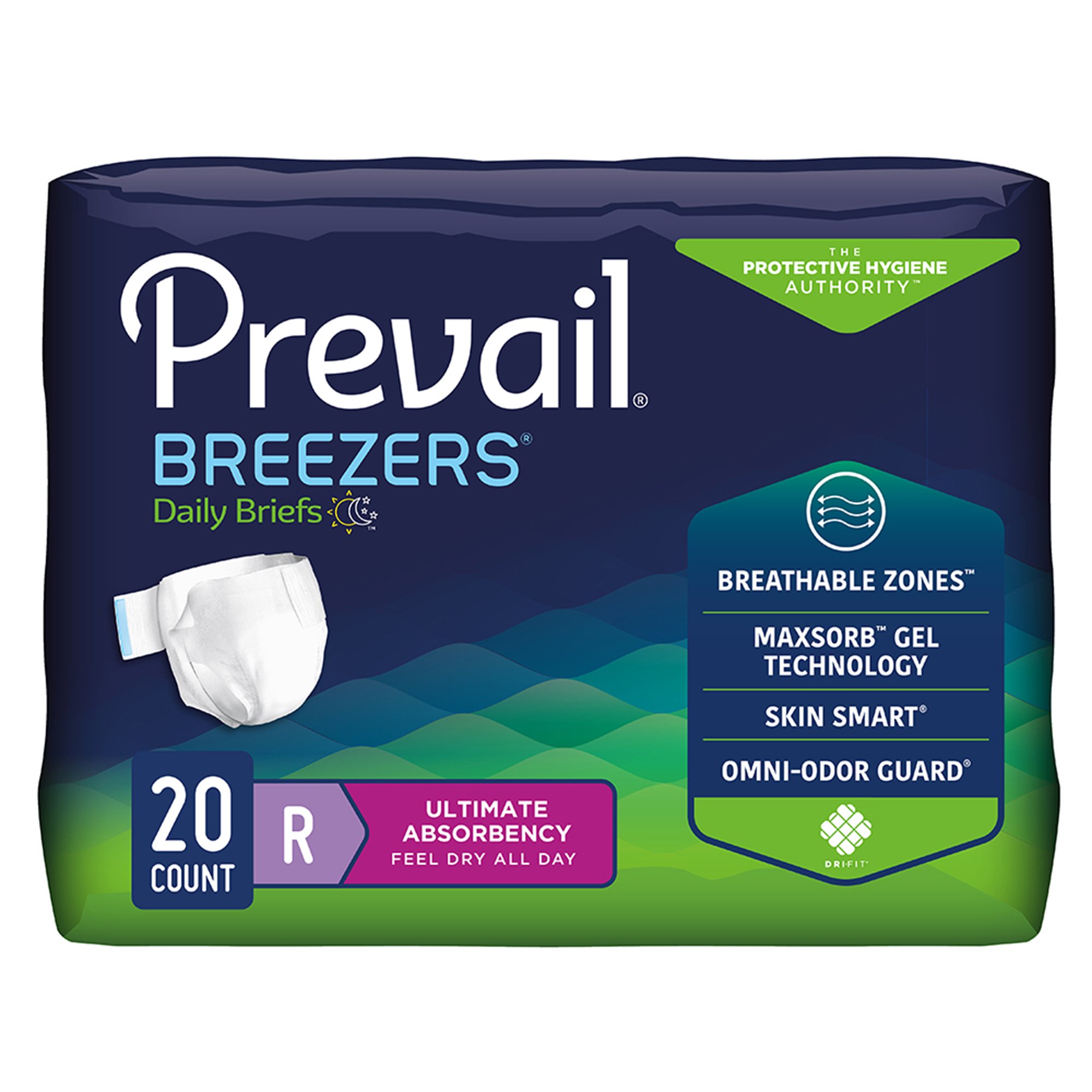Prevail® Breezers® Ultimate Absorbency Incontinence Briefs, Regular