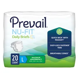 Prevail® Nu-Fit® Daily Briefs, Maximum Absorbency, Large