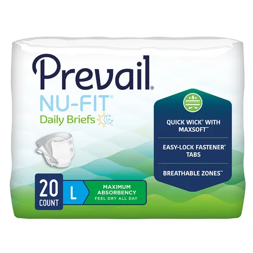 Prevail® Nu-Fit® Daily Briefs, Maximum Absorbency, Large