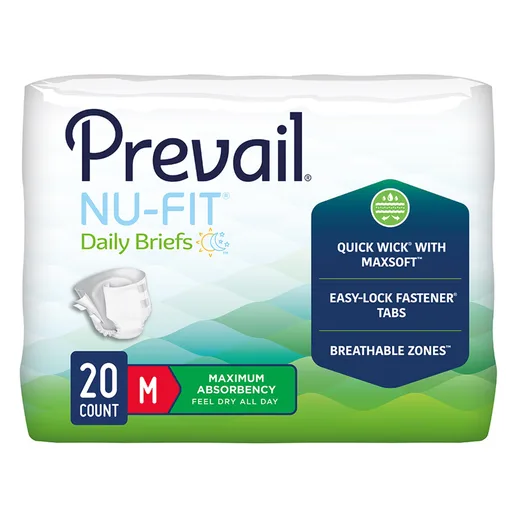 Prevail® Nu-Fit® Daily Briefs, Maximum Absorbency, Medium