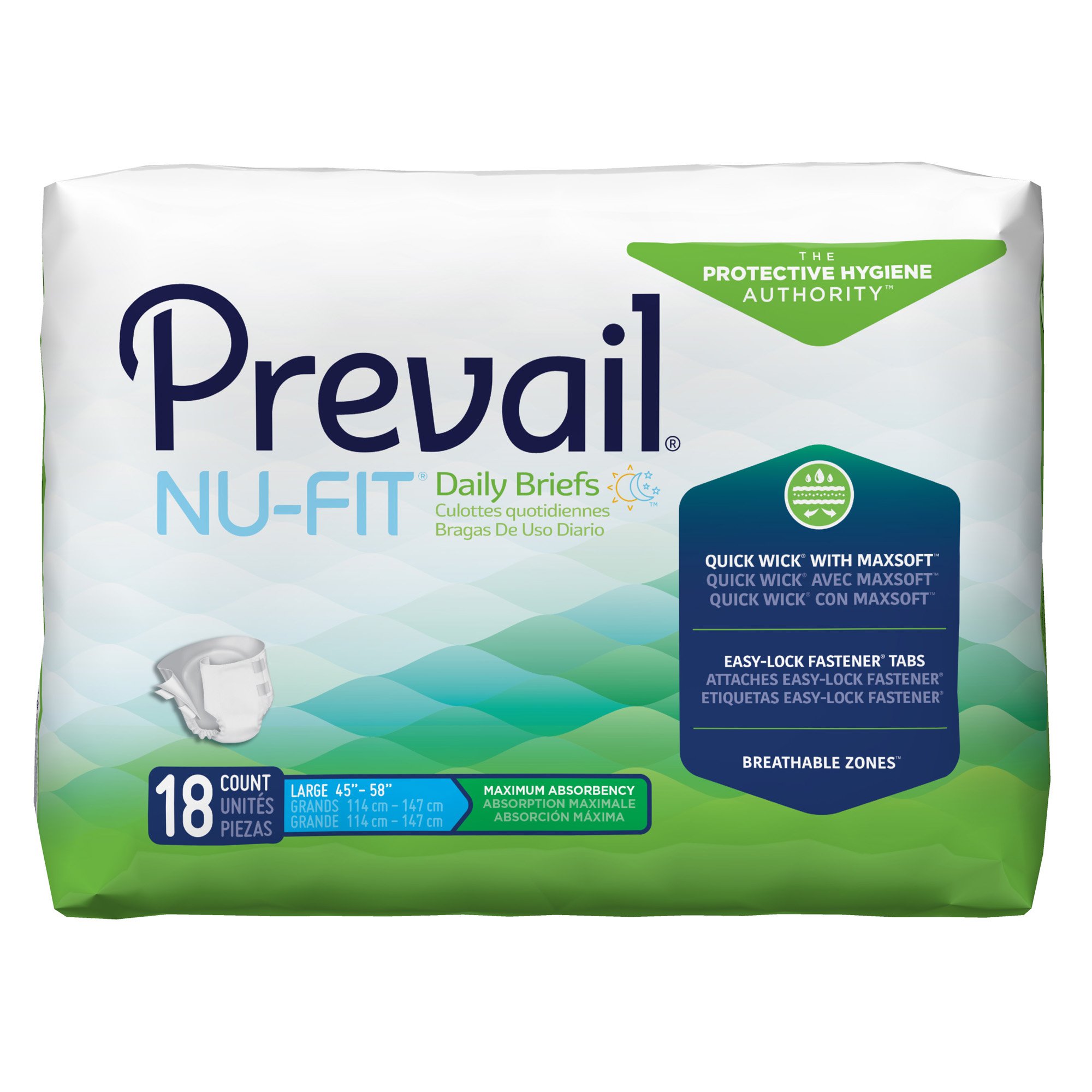 Prevail® Nu-Fit® Maximum Absorbency Incontinence Brief, Large