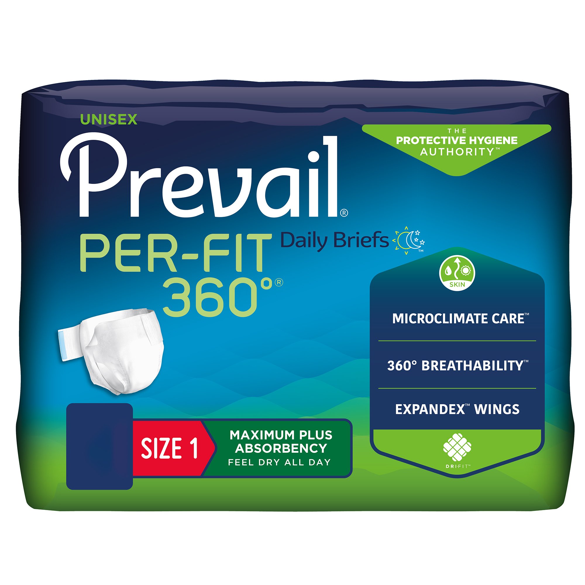 Prevail® Per-Fit 360°™ Daily Briefs, Maximum Plus, Size 1