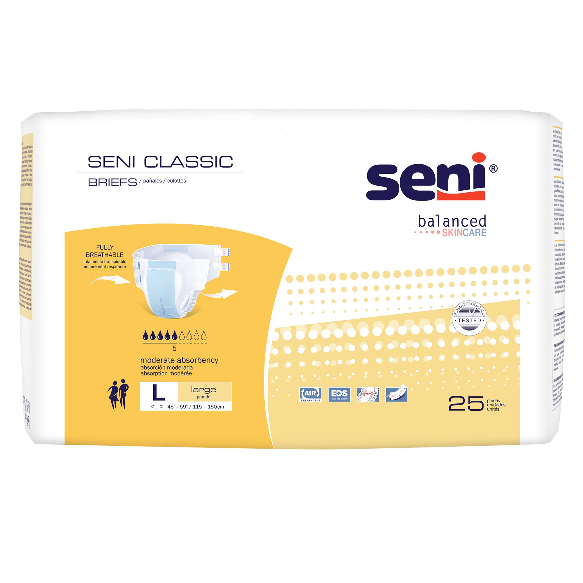 Seni Classic Incontinence Briefs for Men and Women, Moderate Absorbency, Large - Image 2