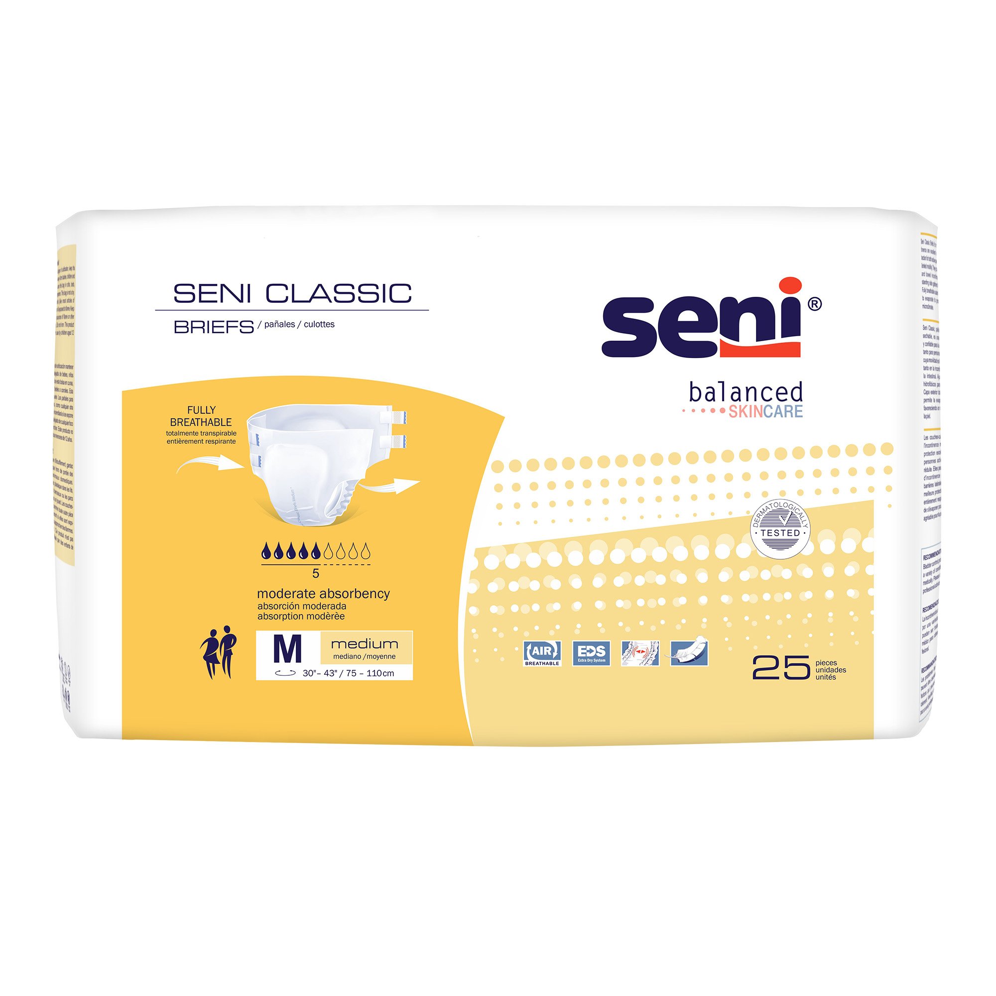 Seni Classic Incontinence Briefs for Men and Women, Moderate Absorbency, Medium - Image 2