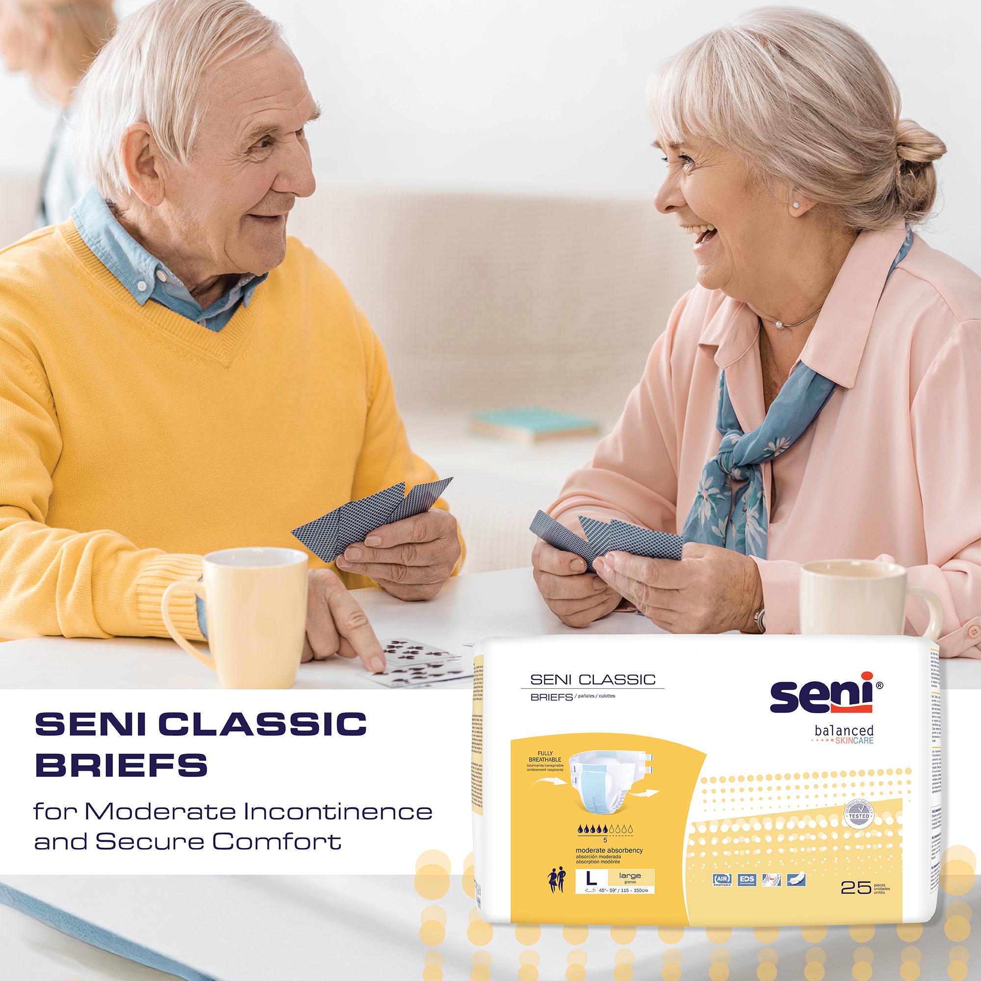 Seni Classic Incontinence Briefs for Men and Women, Moderate Absorbency, Medium - Image 4