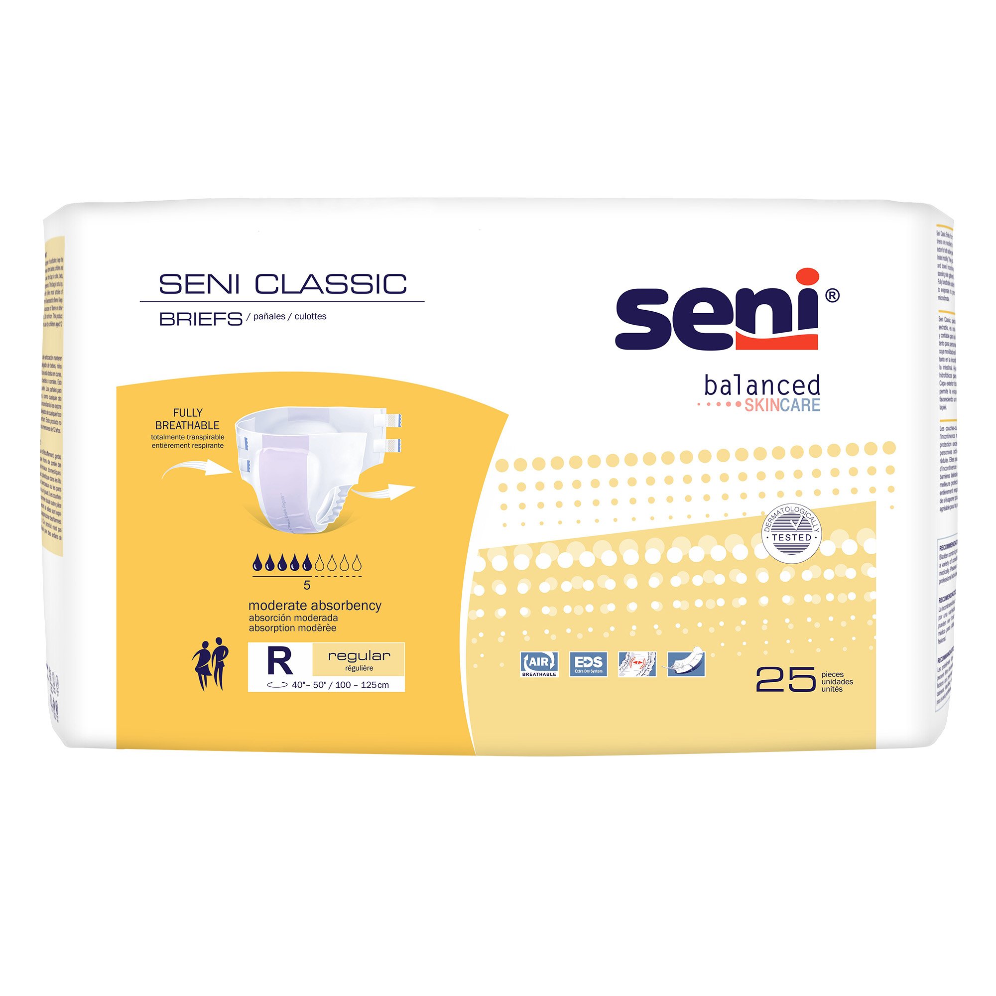 Seni Classic Incontinence Briefs for Men and Women, Moderate Absorbency, Regular - Image 2