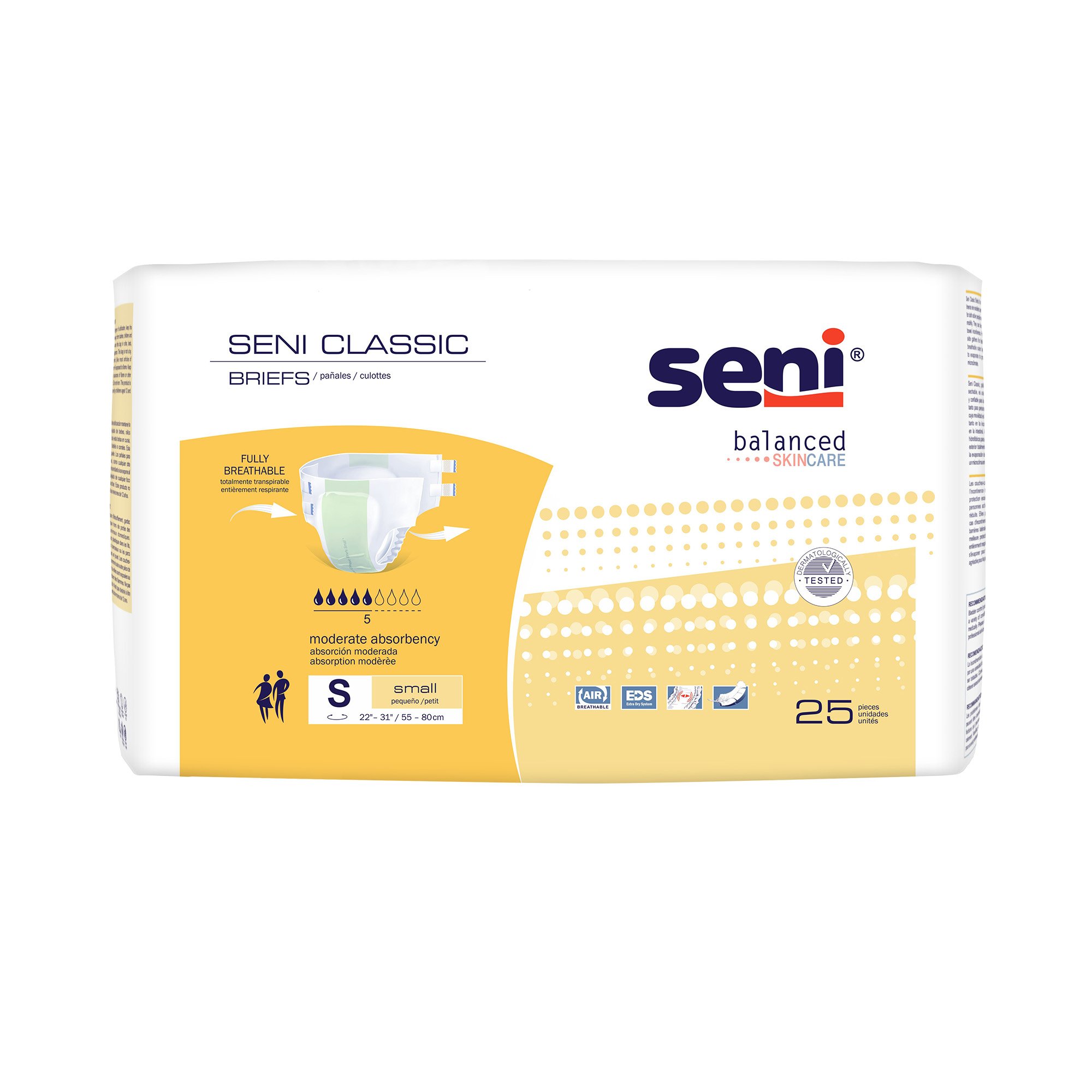 Seni Classic Incontinence Briefs for Men and Women, Moderate Absorbency, Small - Image 2