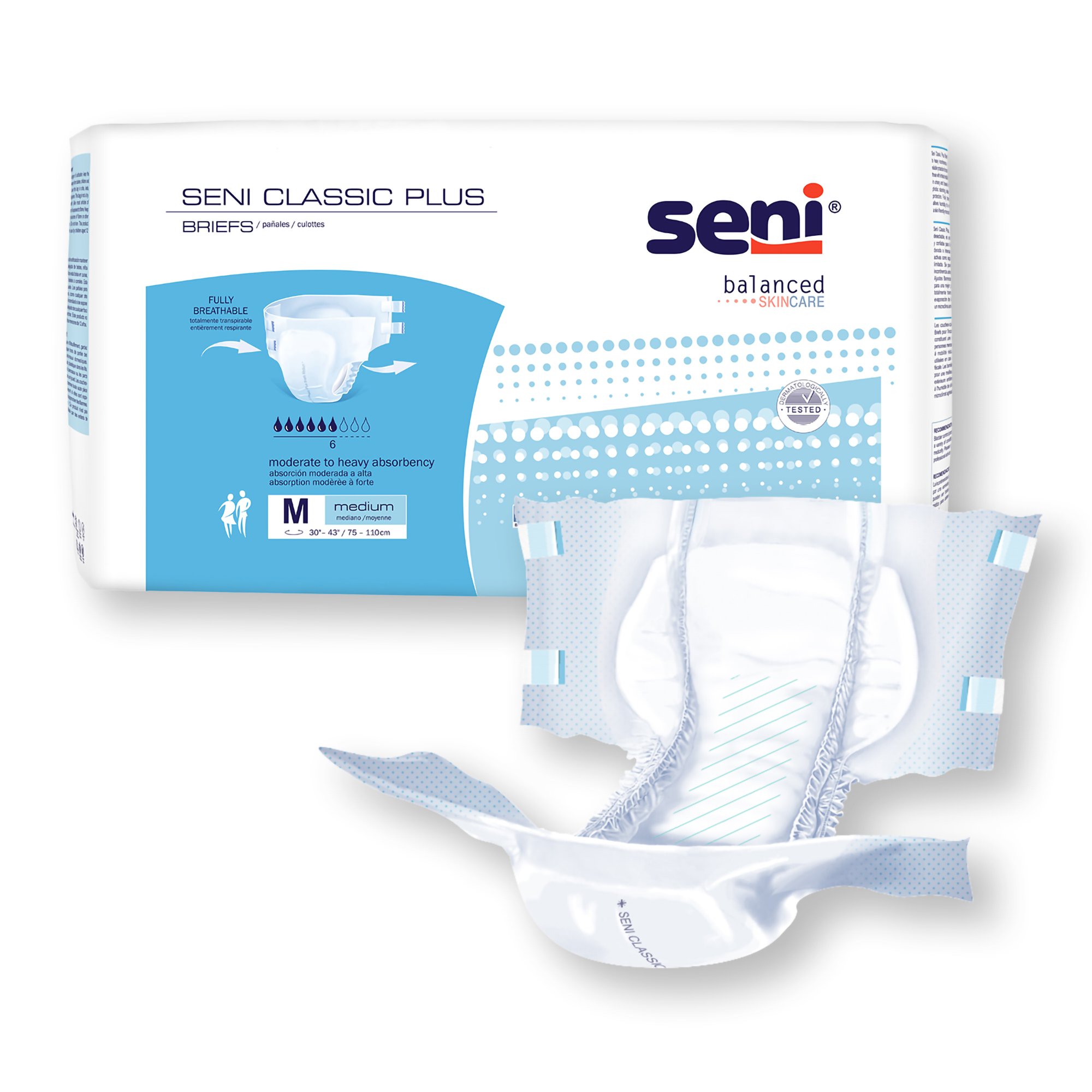 Seni® Classic Plus Moderate to Heavy Absorbency Incontinence Brief, Medium - Image 5