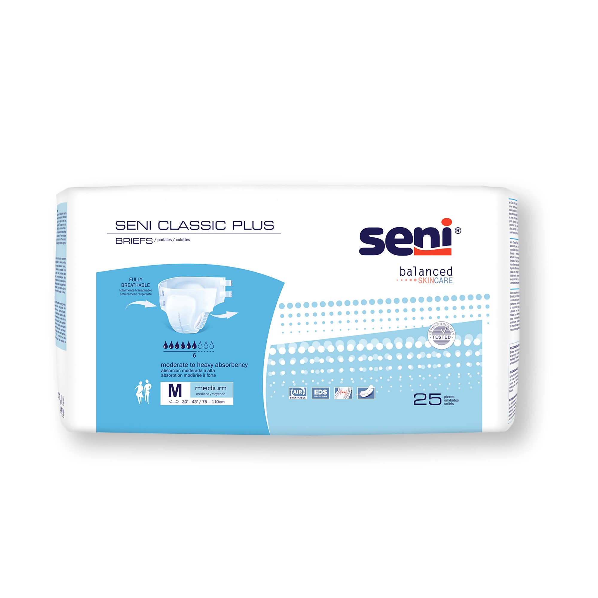 Seni® Classic Plus Moderate to Heavy Absorbency Incontinence Brief, Medium