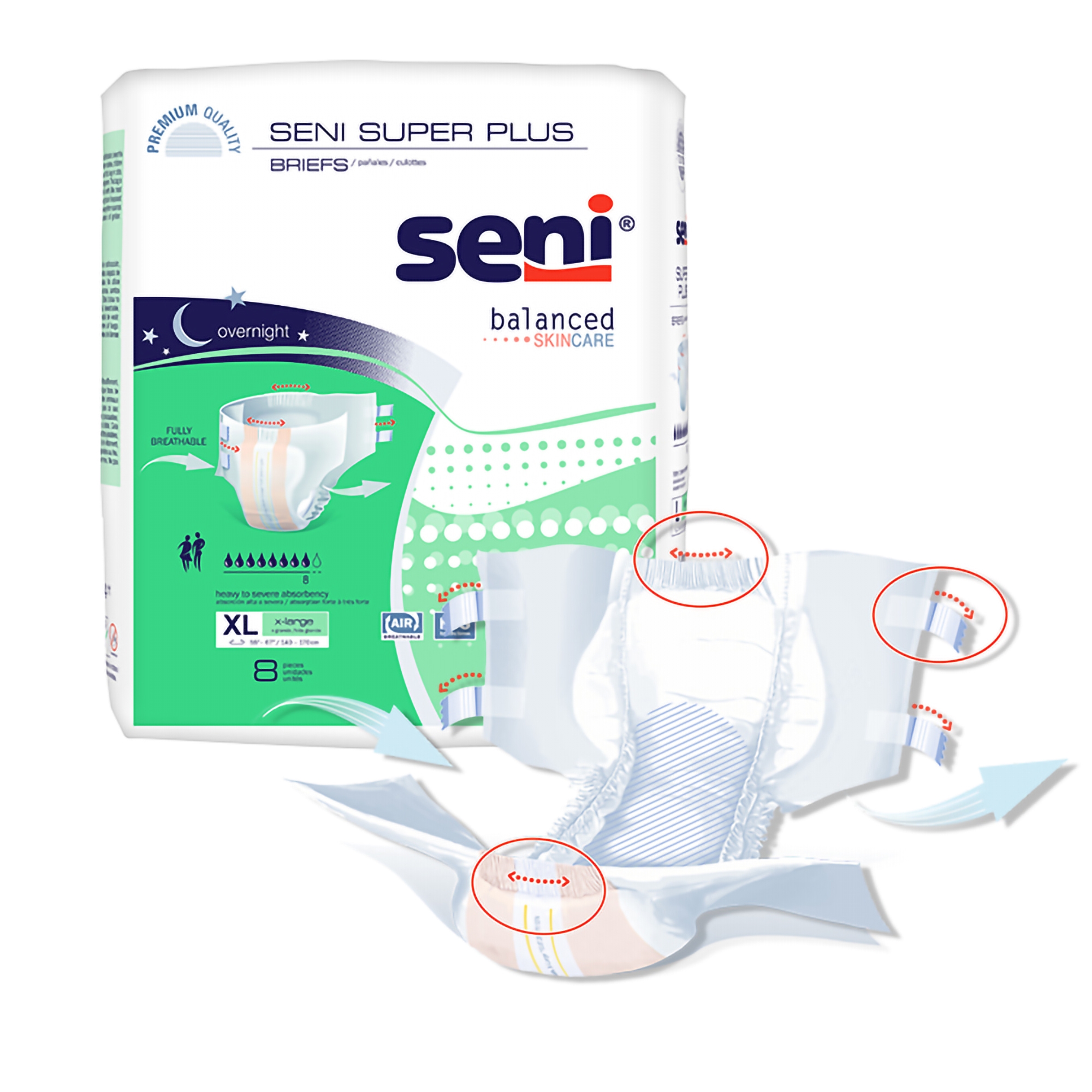 Seni® Super Plus Overnight Heavy Absorbency Incontinence Brief, Extra Large - Image 7