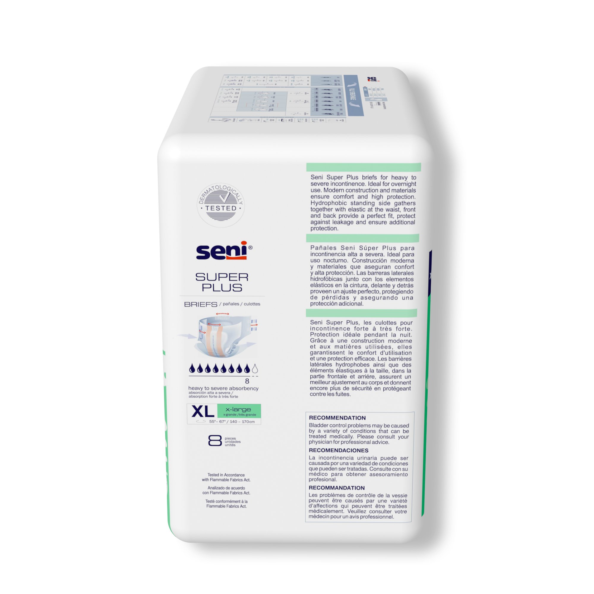 Seni® Super Plus Overnight Heavy Absorbency Incontinence Brief, Extra Large - Image 8