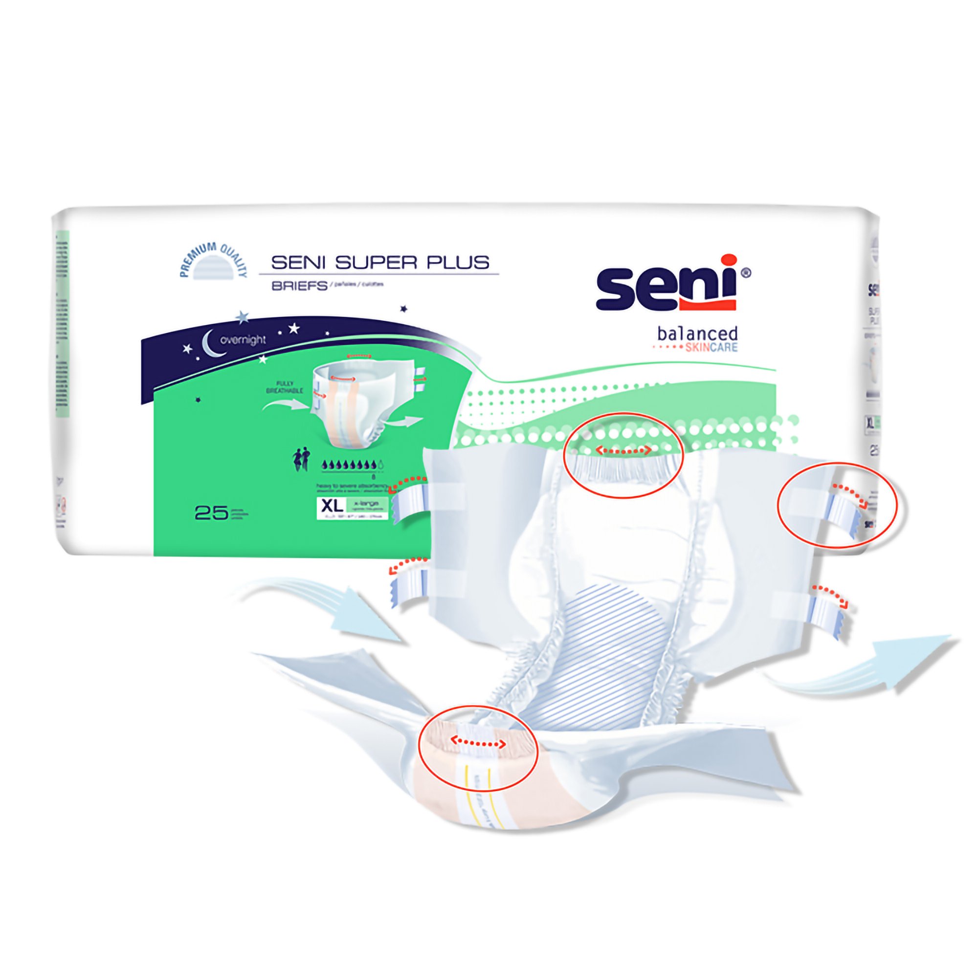 Seni® Super Plus Overnight Heavy Absorbency Incontinence Brief, Extra Large - Image 7