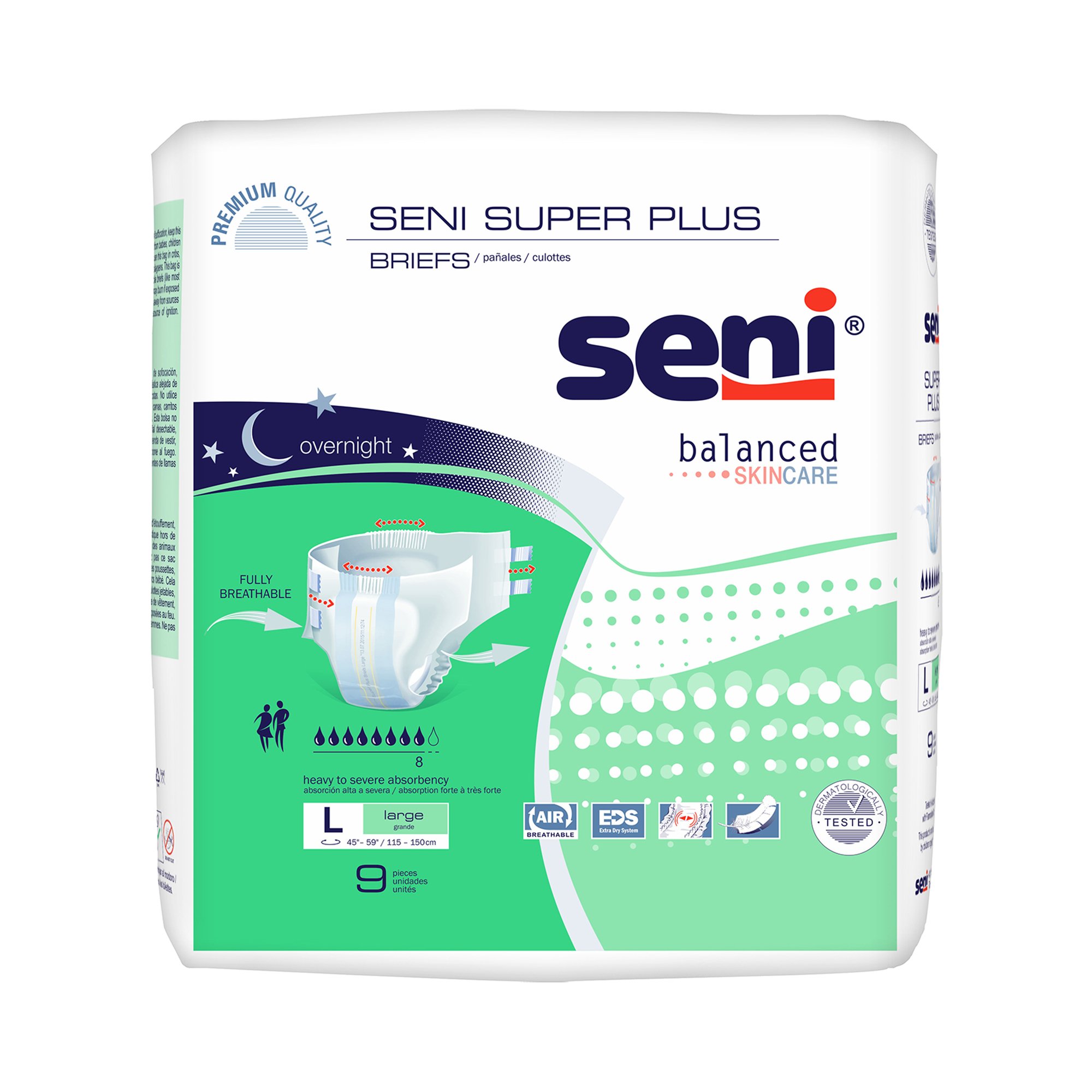 Seni® Super Plus Overnight Heavy to Severe Absorbency Incontinence Brief, Large