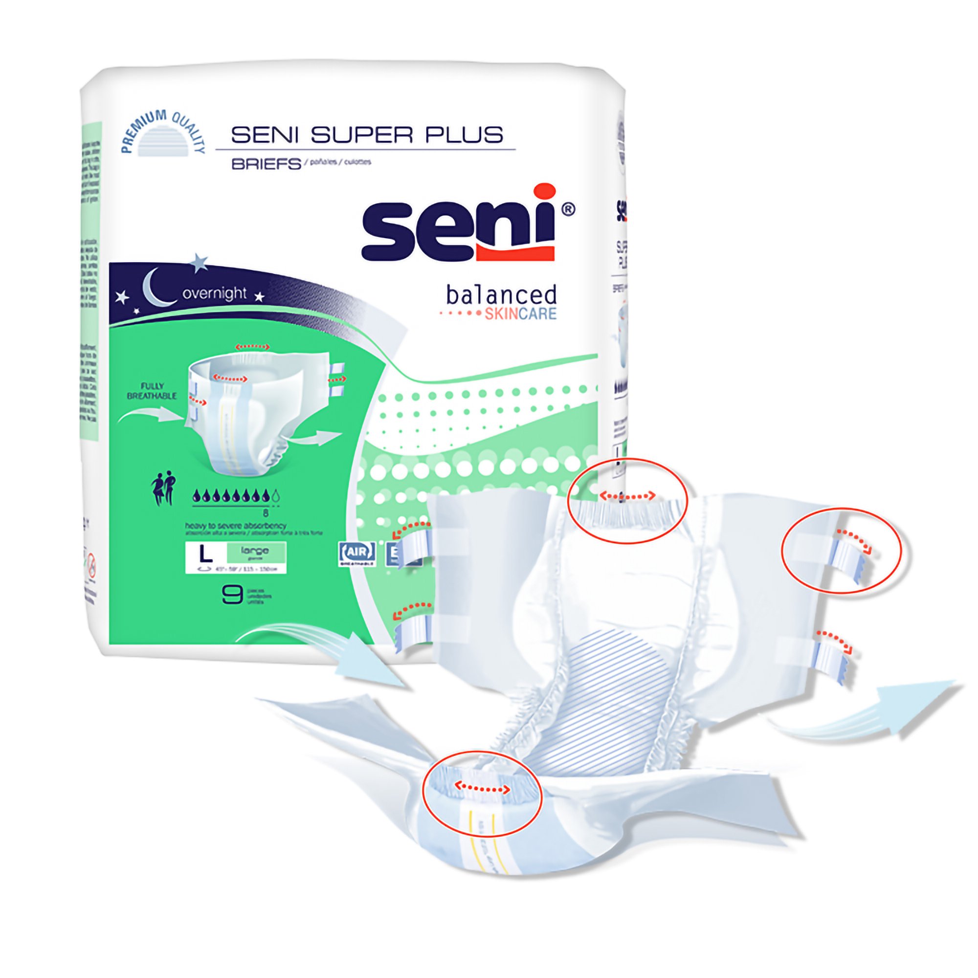 Seni® Super Plus Overnight Heavy to Severe Absorbency Incontinence Brief, Large - Image 7