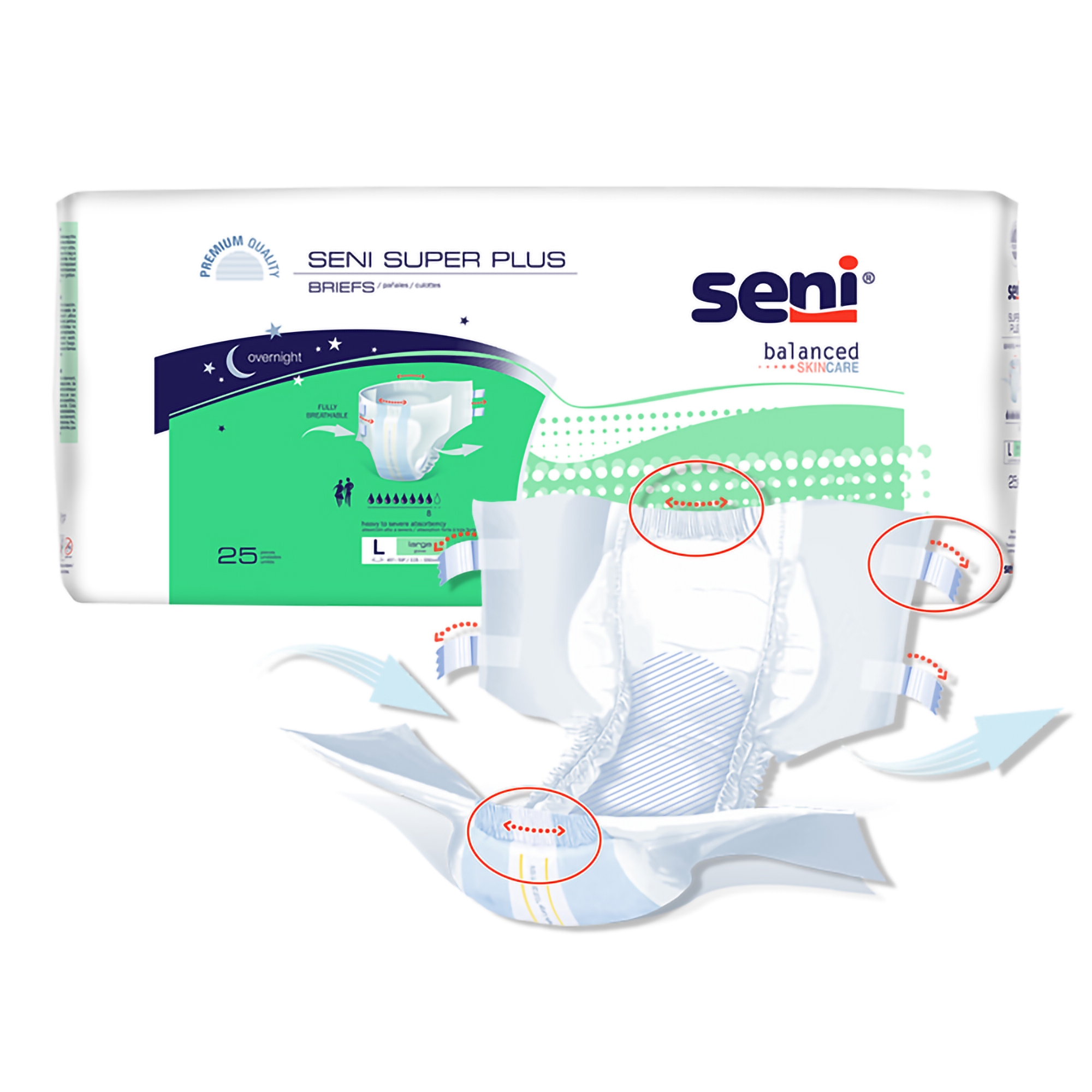 Seni® Super Plus Overnight Heavy to Severe Absorbency Incontinence Brief, Large - Image 7
