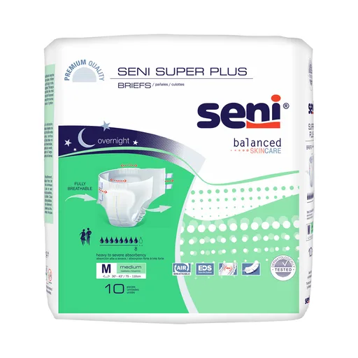 Seni® Super Plus Overnight Heavy to Severe Absorbency Incontinence Brief, Medium