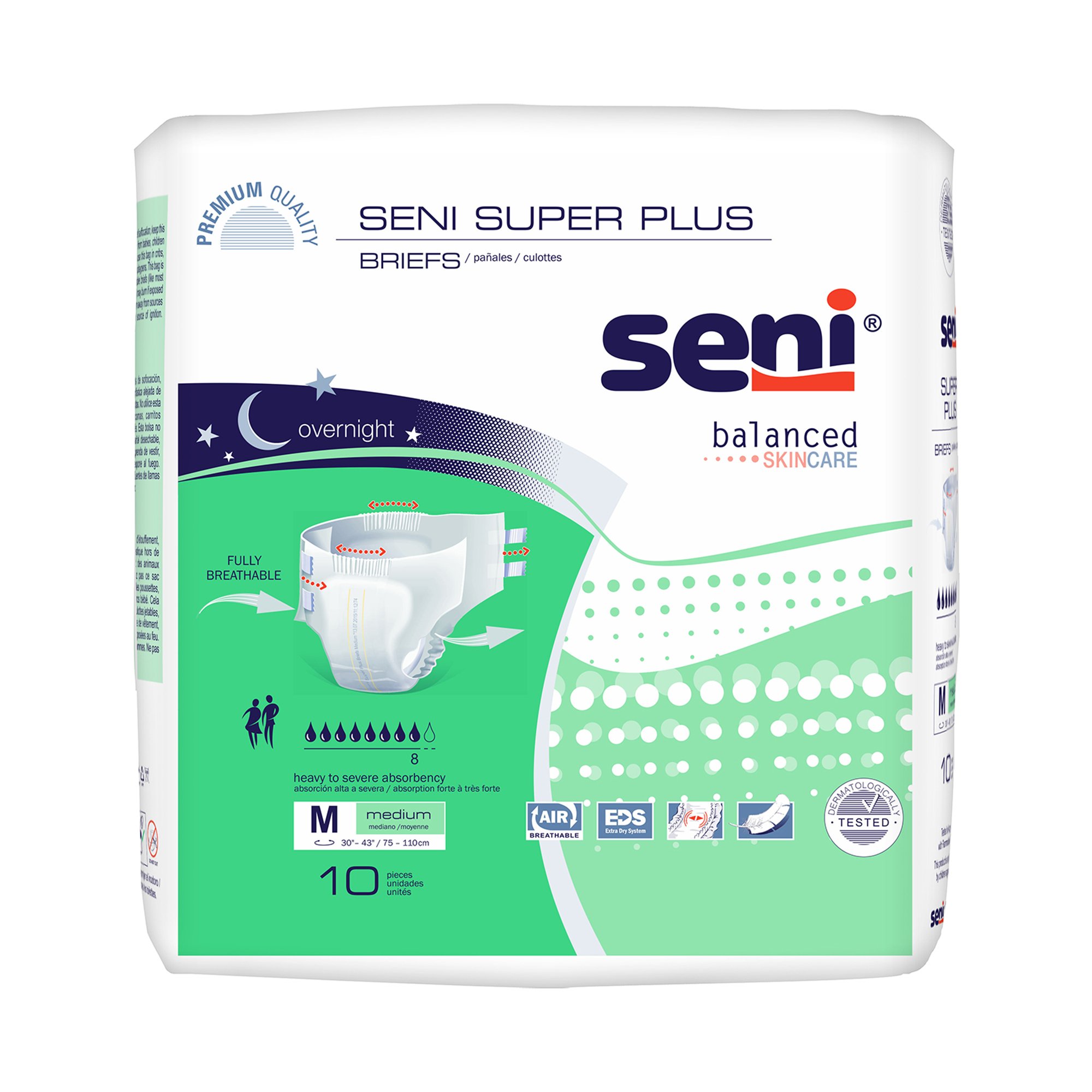 Seni® Super Plus Overnight Heavy to Severe Absorbency Incontinence Brief, Medium