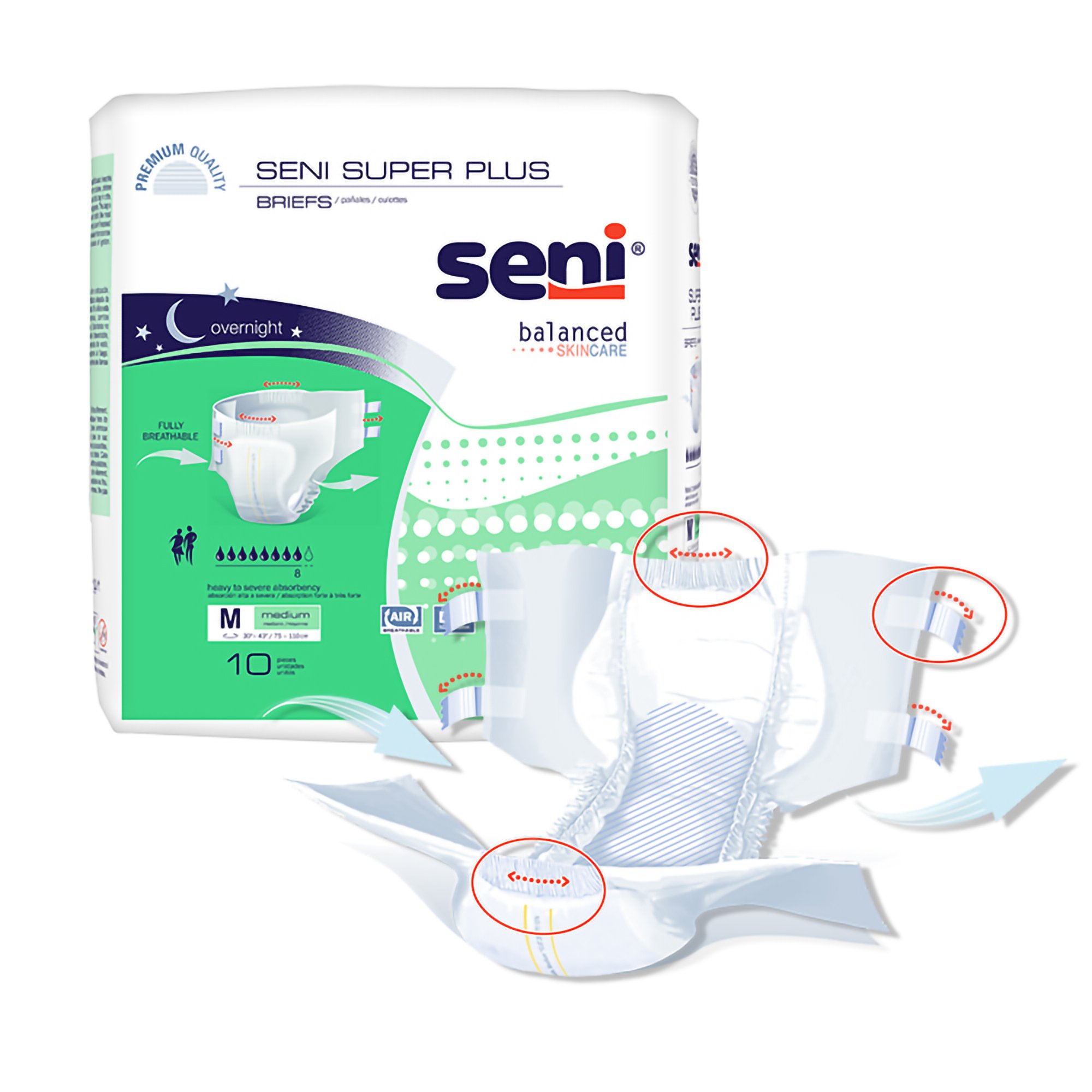 Seni® Super Plus Overnight Heavy to Severe Absorbency Incontinence Brief, Medium - Image 7