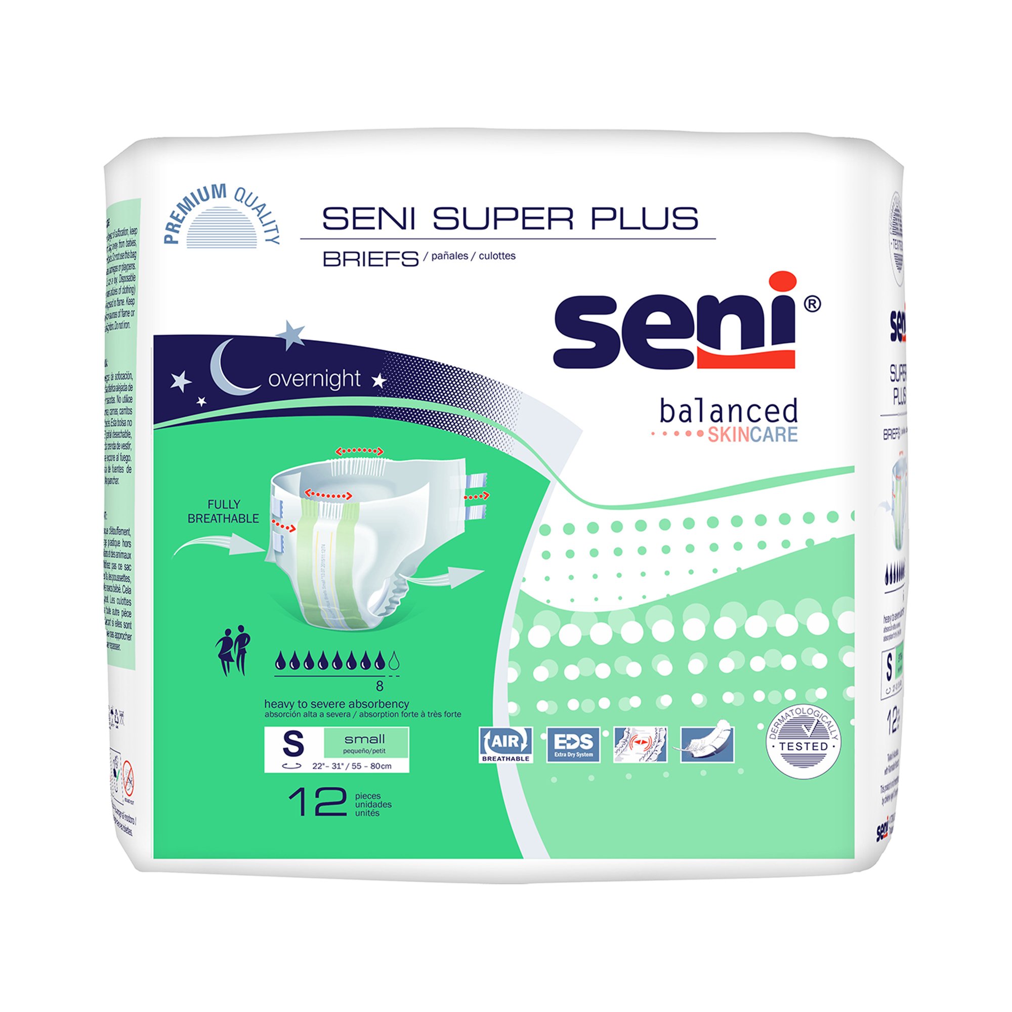 Seni® Super Plus Overnight Heavy to Severe Absorbency Incontinence Brief, Small