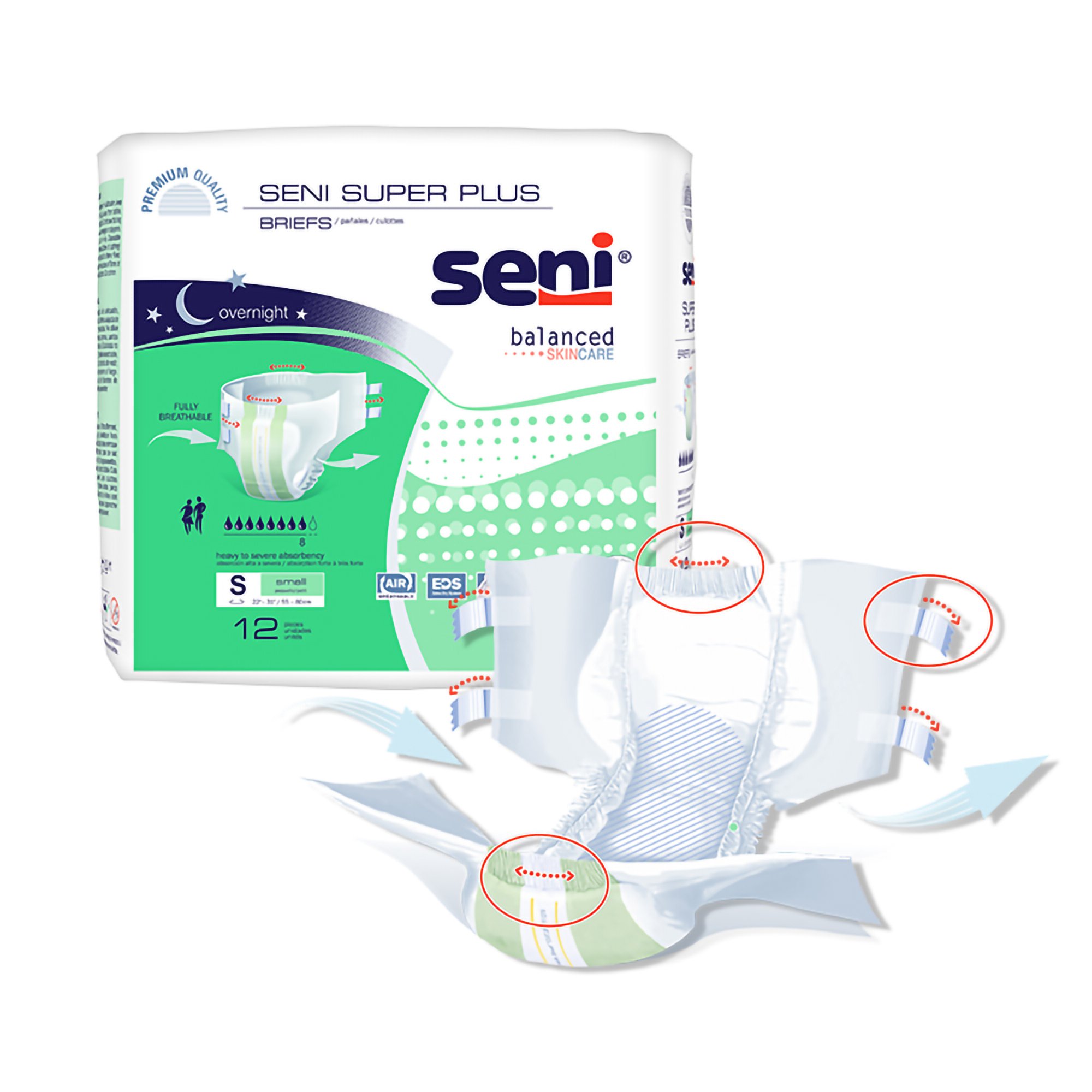 Seni® Super Plus Overnight Heavy to Severe Absorbency Incontinence Brief, Small - Image 7