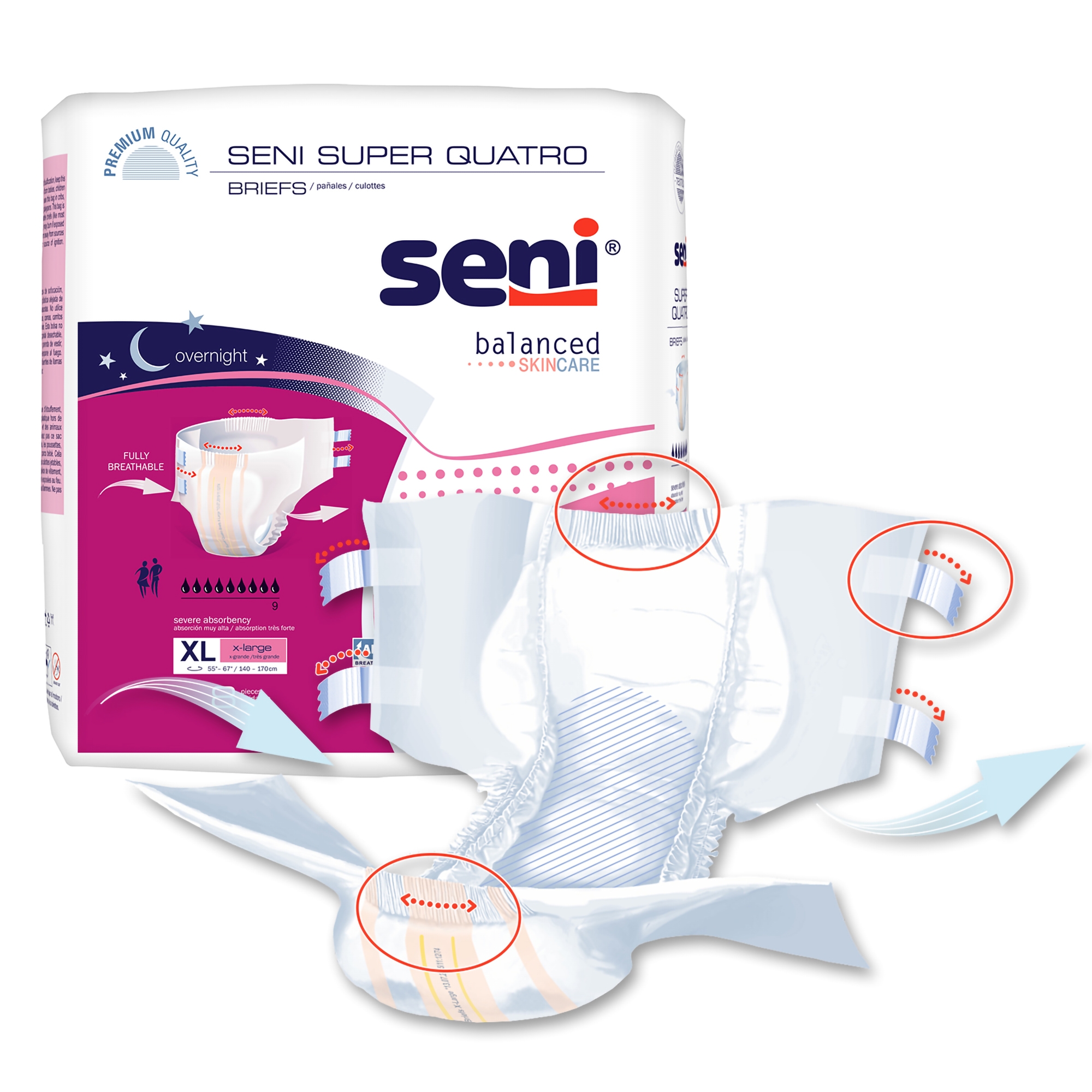 Seni® Super Quatro Severe Absorbency Incontinence Brief, Extra Large - Image 7