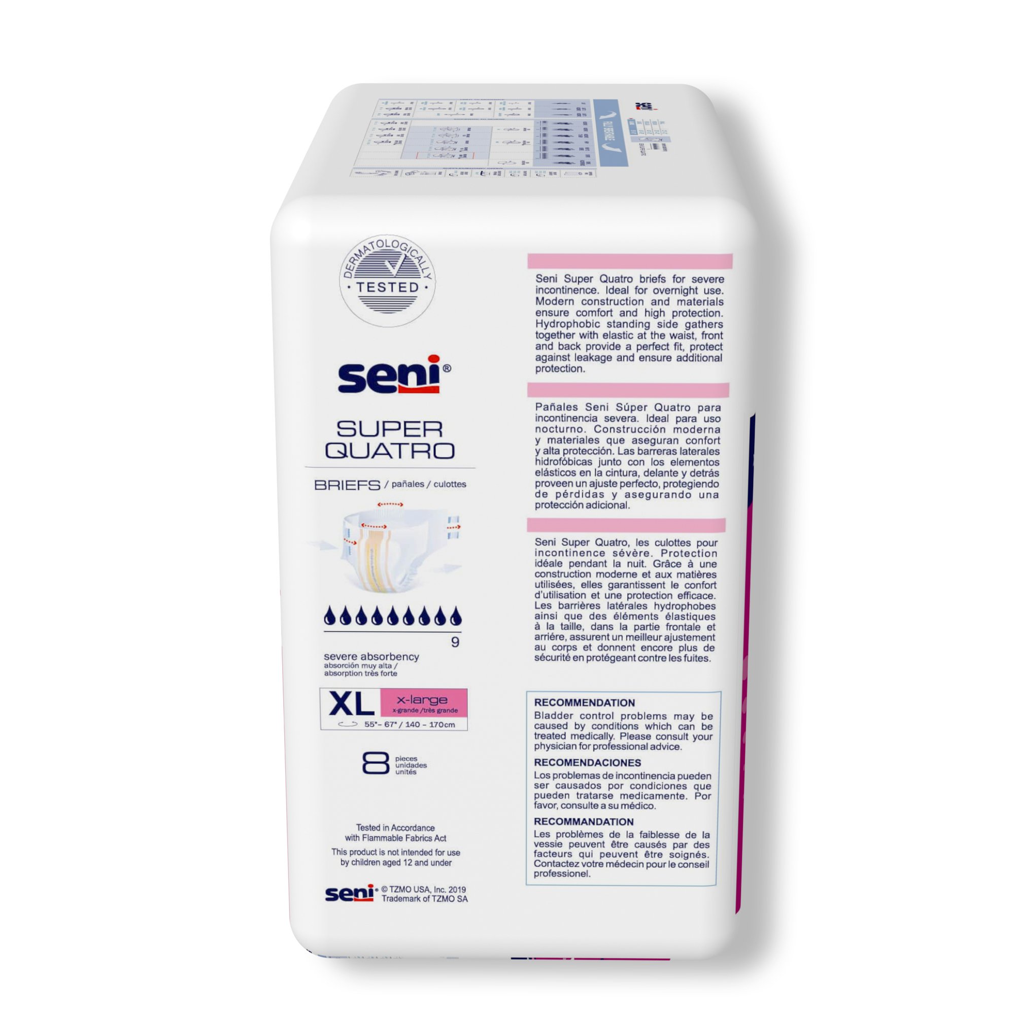 Seni® Super Quatro Severe Absorbency Incontinence Brief, Extra Large - Image 8