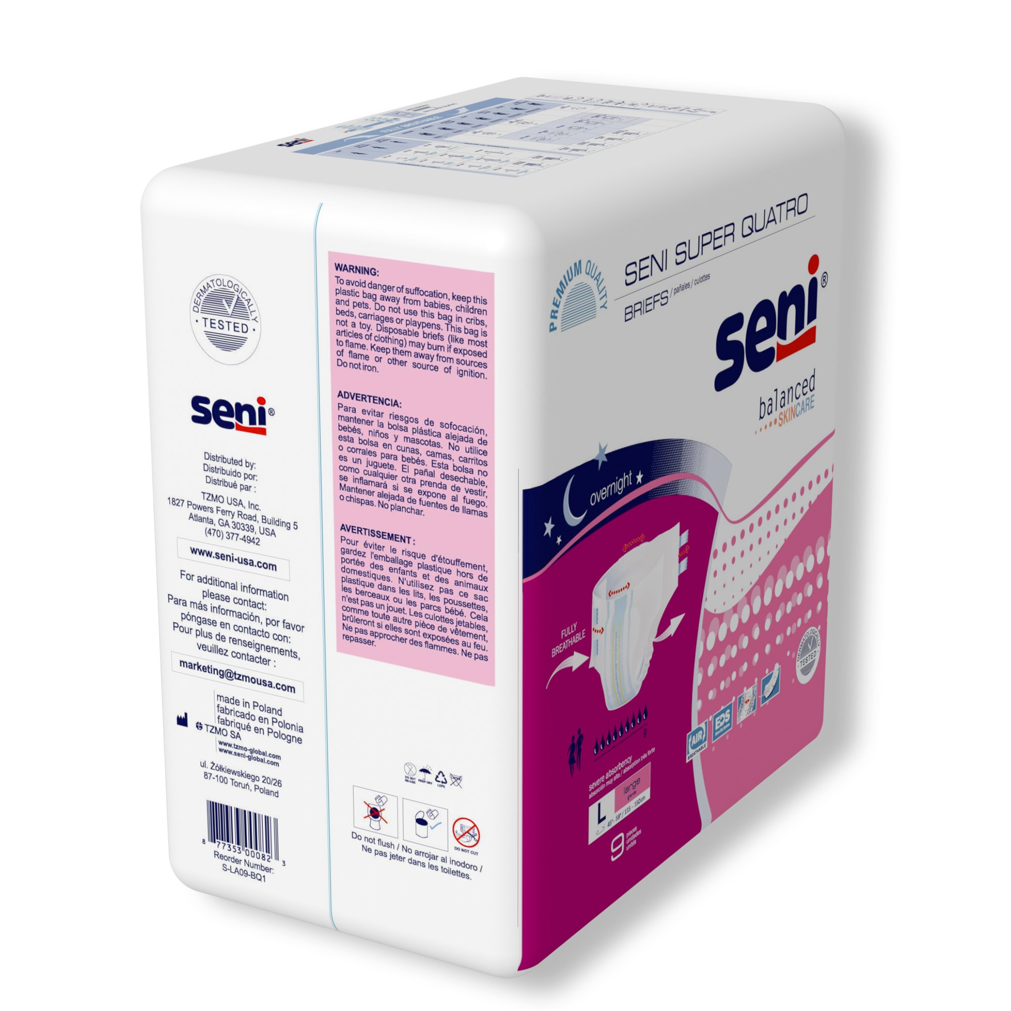 Seni® Super Quatro Severe Absorbency Incontinence Brief, Large - Image 8