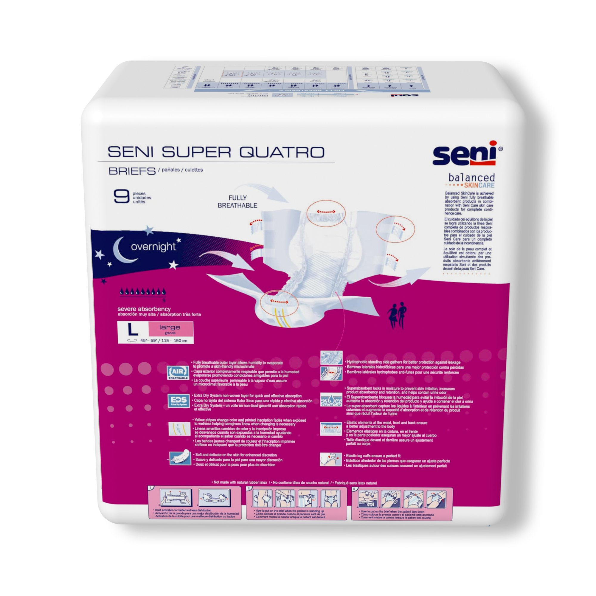 Seni® Super Quatro Severe Absorbency Incontinence Brief, Large - Image 9