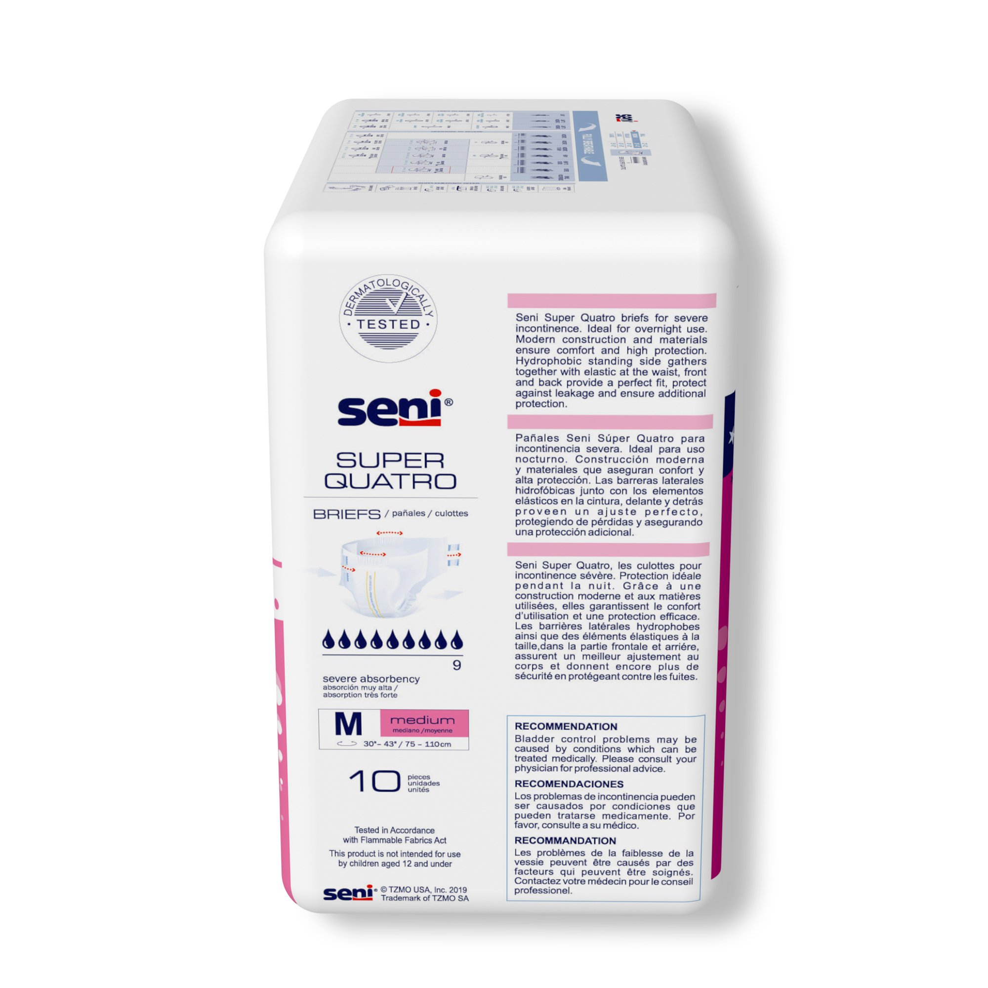 Seni® Super Quatro Severe Absorbency Incontinence Brief, Medium - Image 8