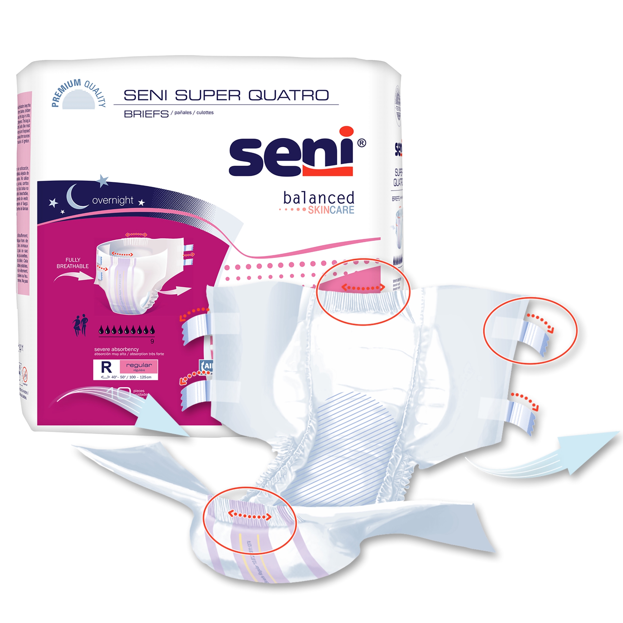 Seni® Super Quatro Severe Absorbency Incontinence Brief, Regular - Image 7