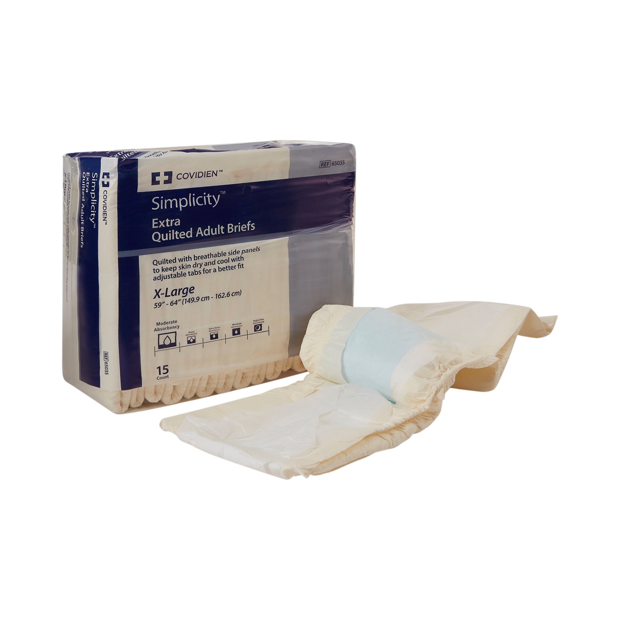 Simplicity Unisex Adult Incontinence Briefs, Moderate Absorbency, Extra Large