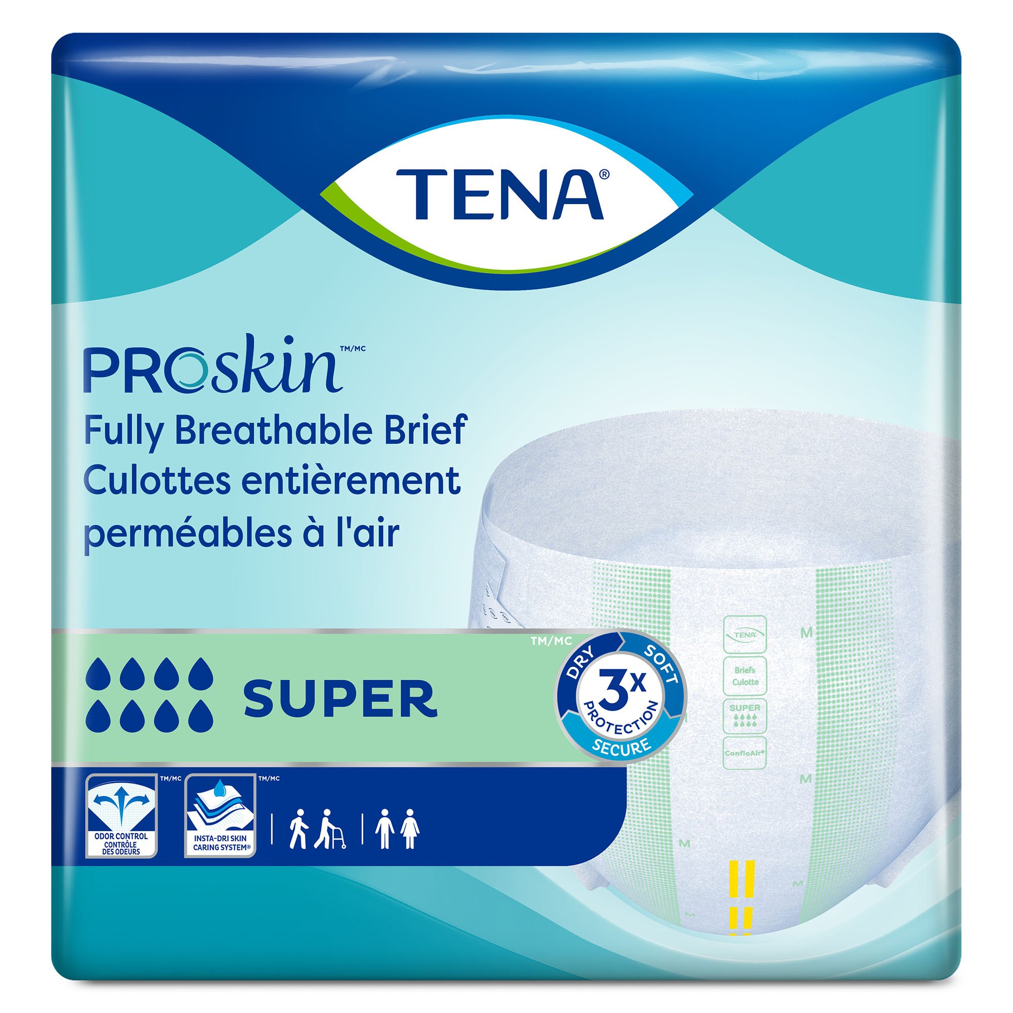 TENA Super Adult Heavy-Absorbent Incontinence Brief, Medium - Image 2