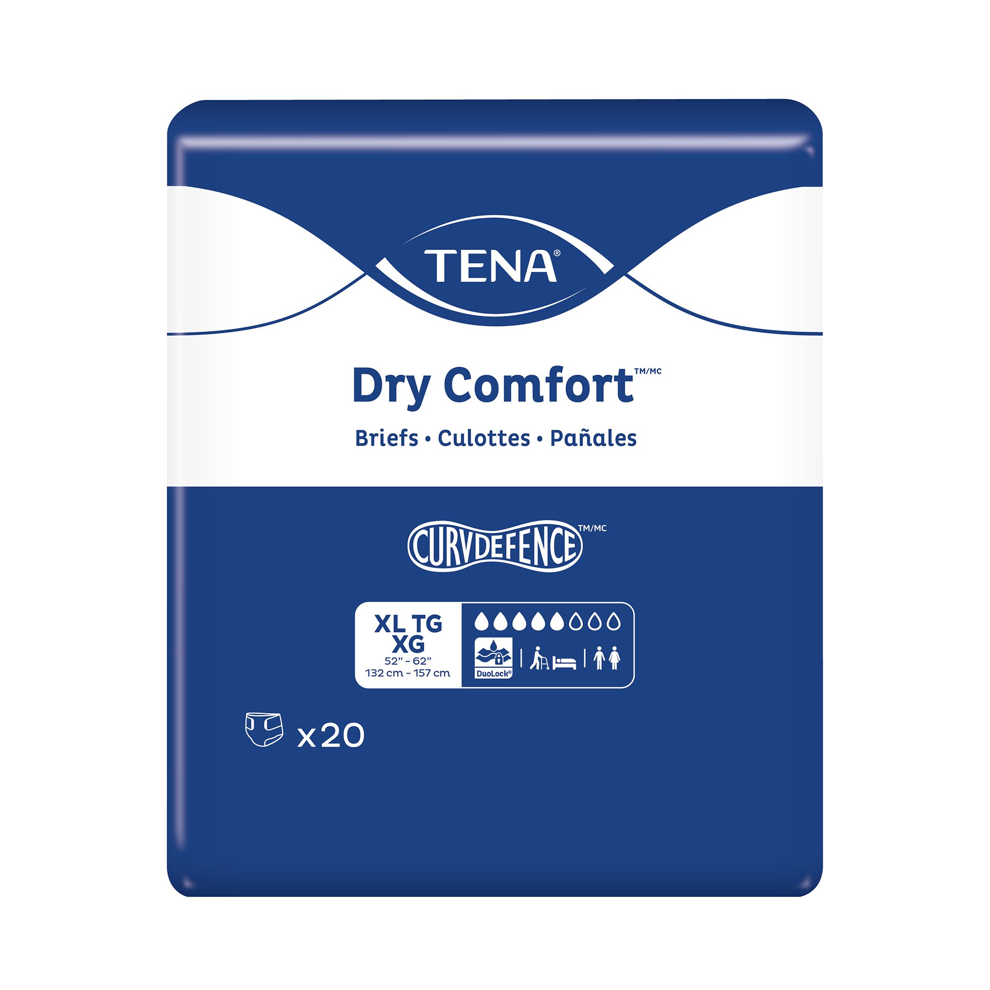 Tena® Dry Comfort™ Briefs with Curvdefence™ Extra Large, 52 - 62 Inch Five Drops