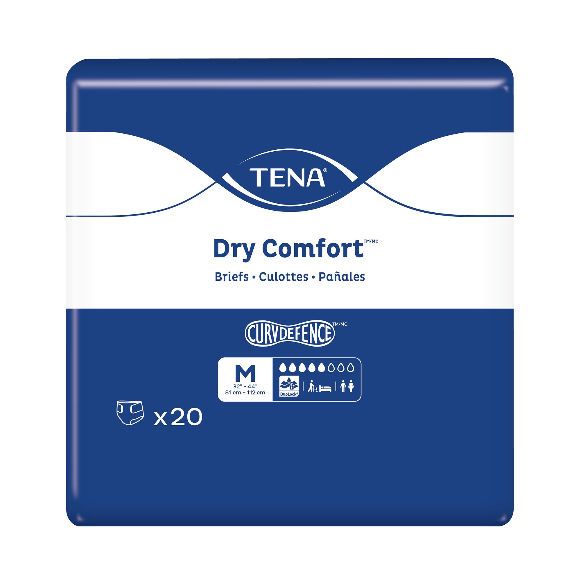 Tena® Dry Comfort™ Briefs with Curvdefence™, Medium, 32 - 44 Inch, Five Drops