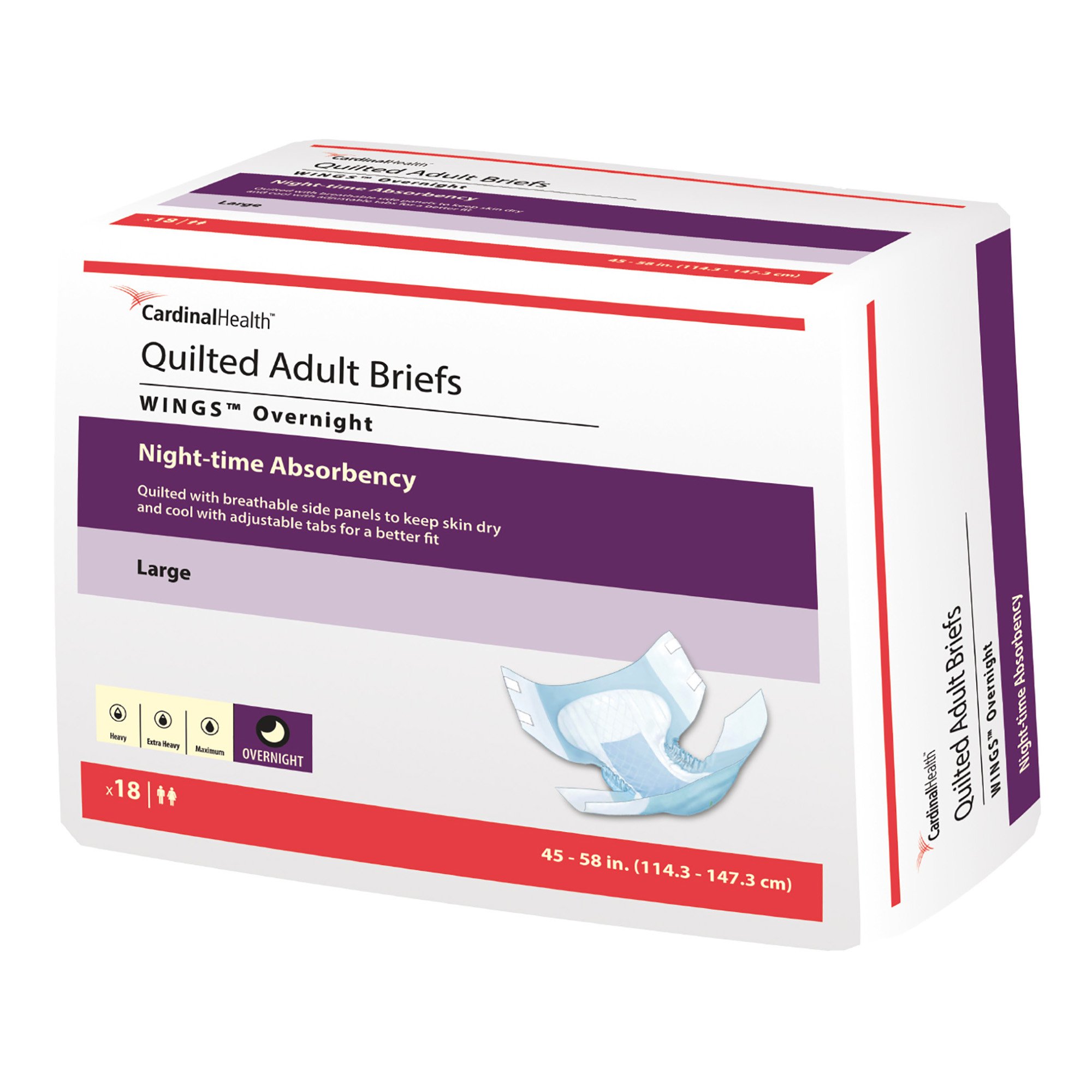 Wings™ Overnight Absorbency Incontinence Brief, Large - Image 3