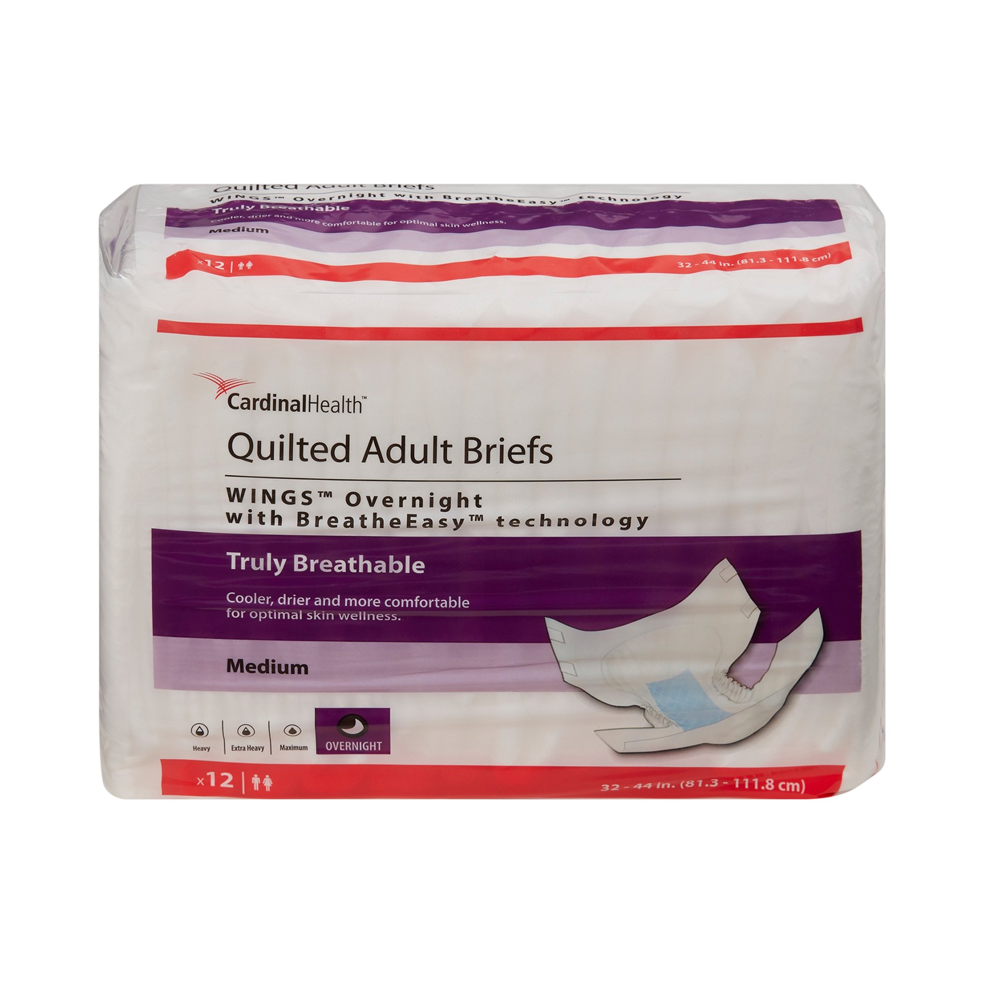 Wings™ Overnight Quilted Incontinence Brief, Medium - Image 2