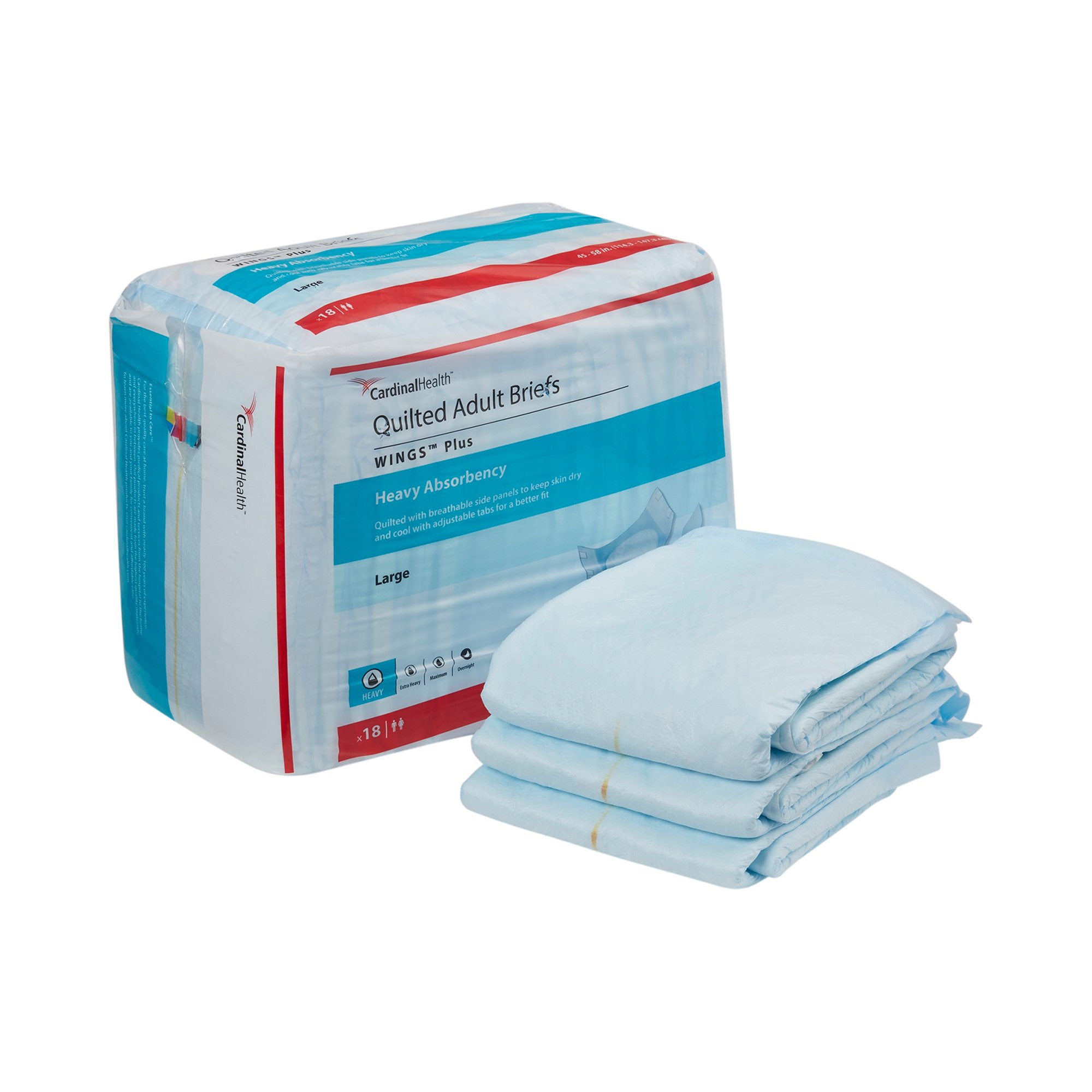 Wings™ Plus Quilted Heavy Absorbency Incontinence Brief, Large