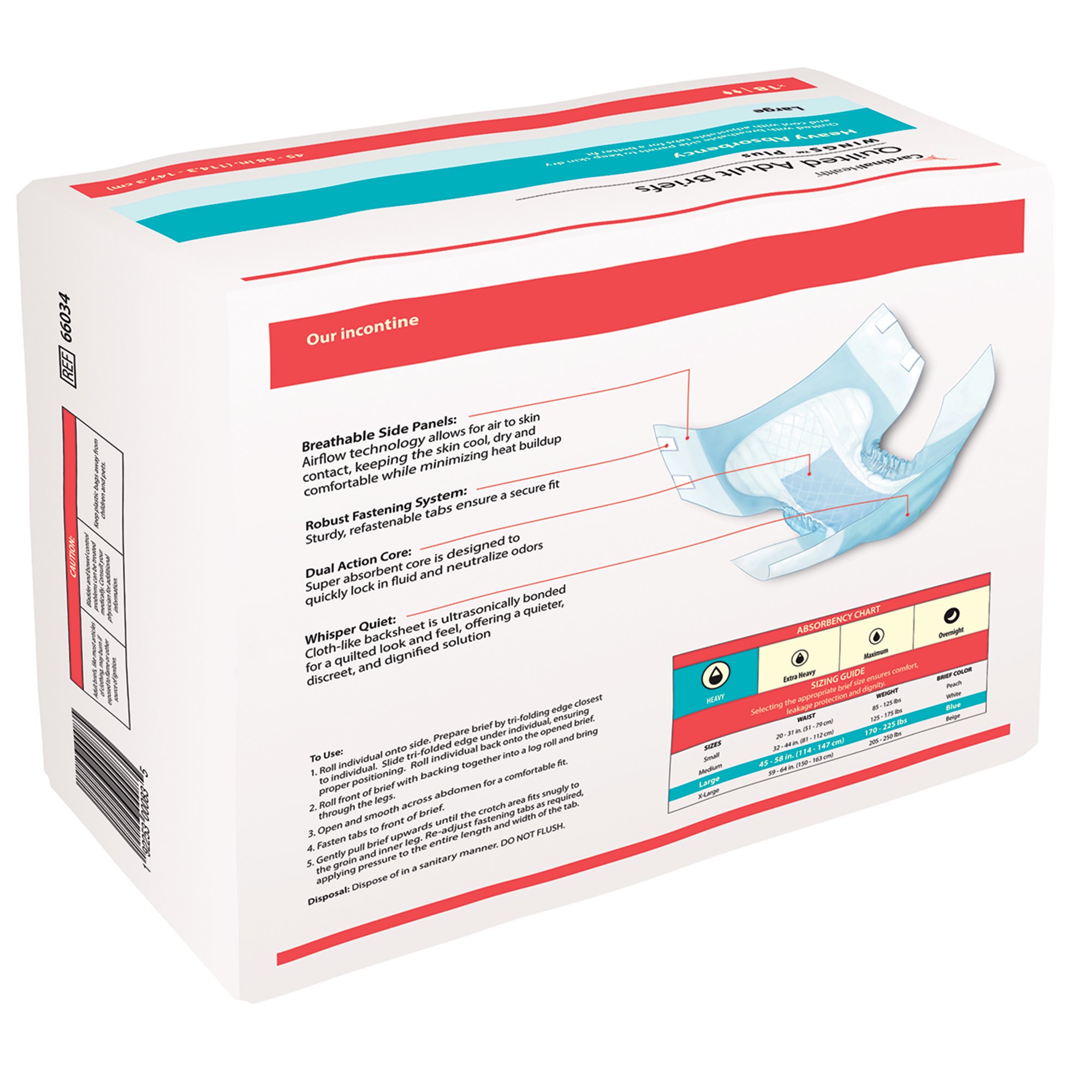 Wings™ Plus Quilted Heavy Absorbency Incontinence Brief, Large - Image 4