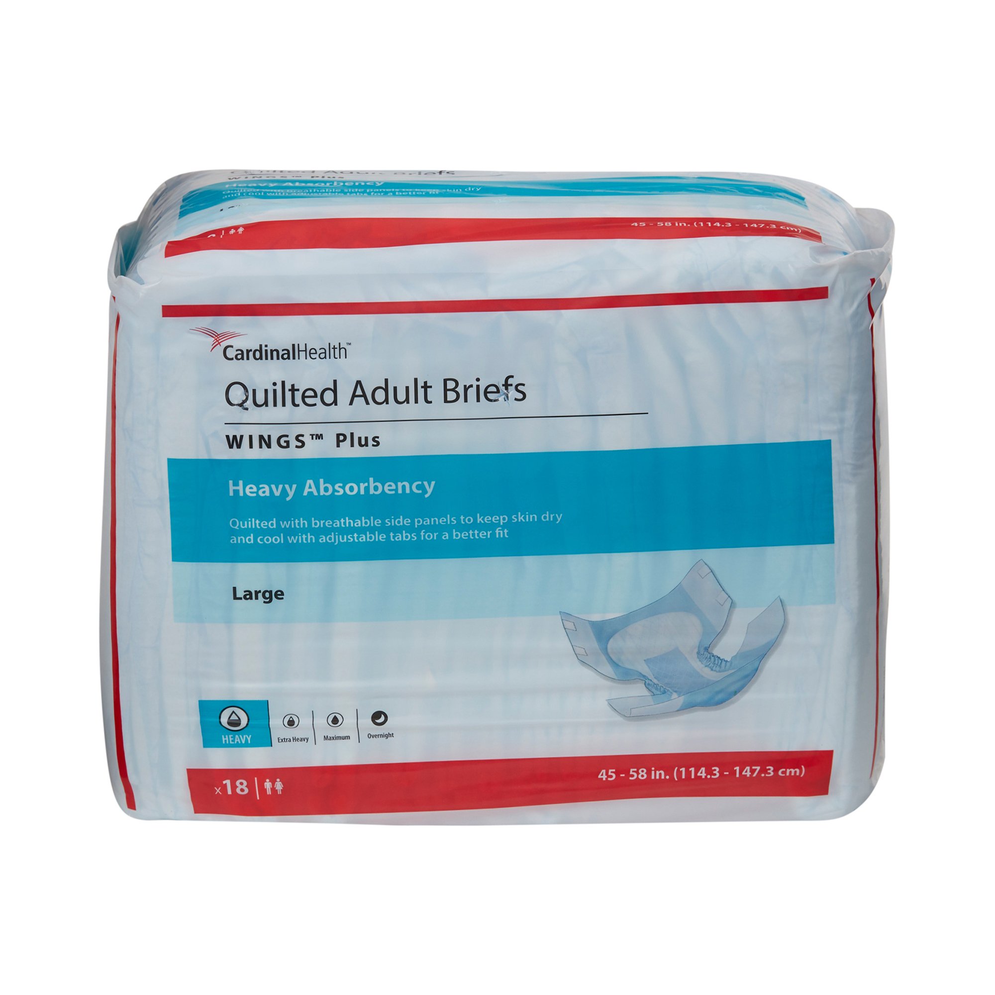 Wings™ Plus Quilted Heavy Absorbency Incontinence Brief, Large - Image 2
