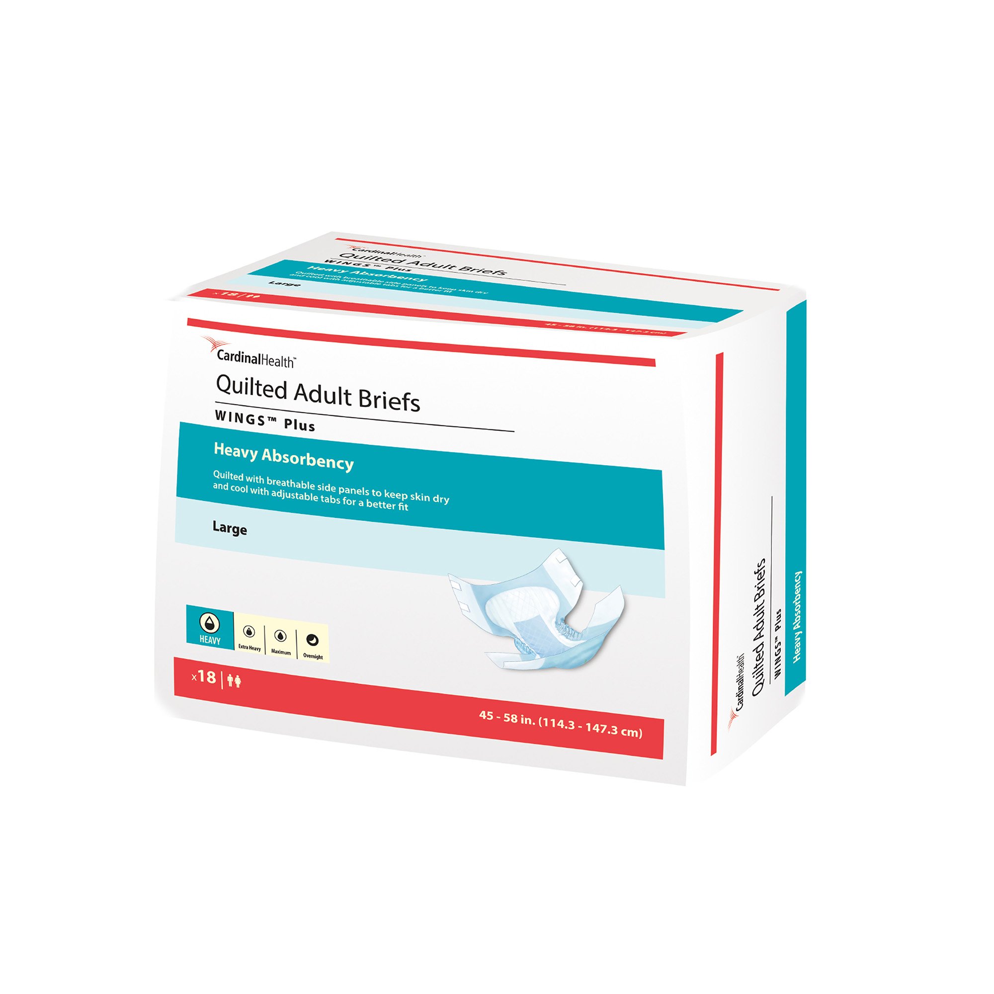 Wings™ Plus Quilted Heavy Absorbency Incontinence Brief, Medium - Image 3