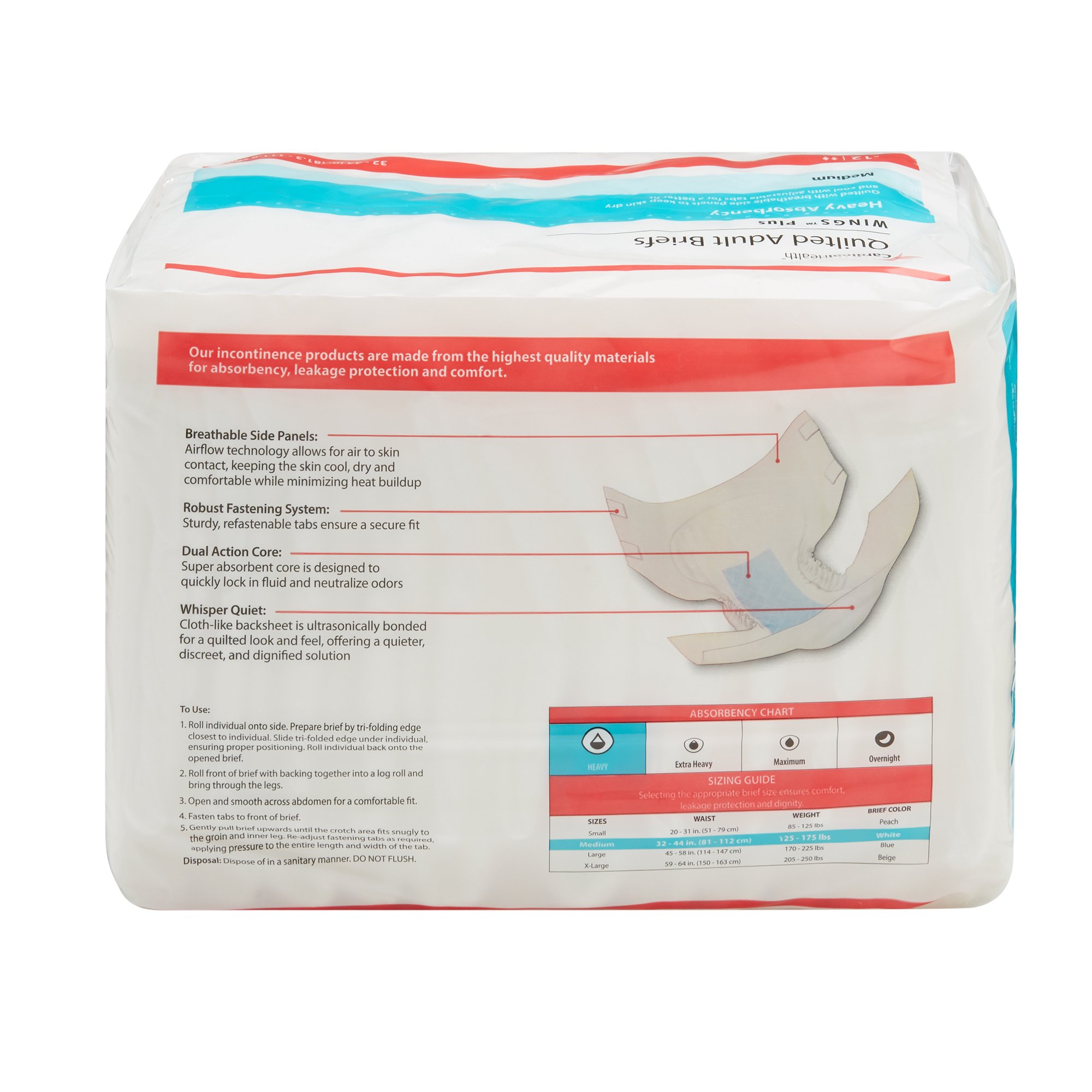 Wings™ Plus Quilted Heavy Absorbency Incontinence Brief, Medium - Image 4