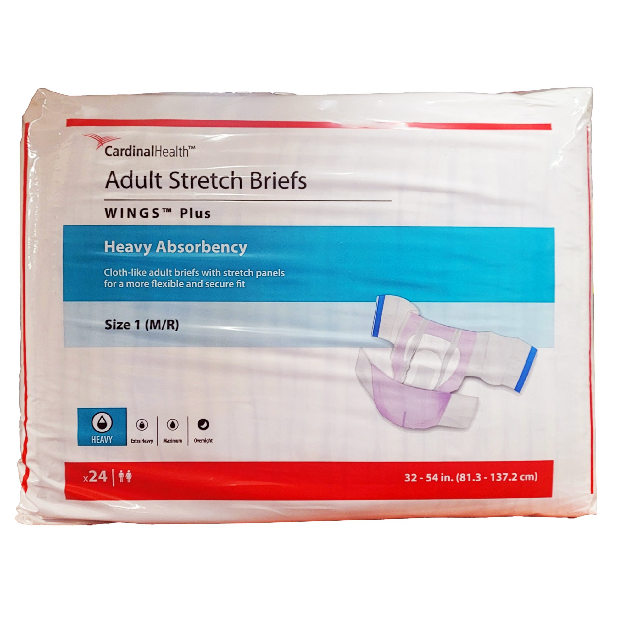 Wings™ Plus Quilted Stretch Heavy Absorbency Incontinence Briefs, Size 1