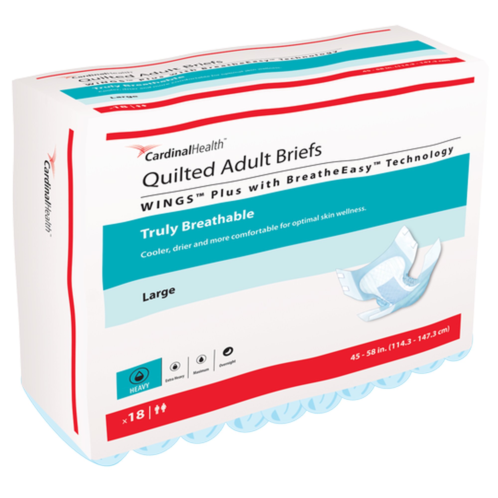 Wings™ Quilted Plus with BreatheEasy™ Technology Incontinence Brief, Large - Image 3