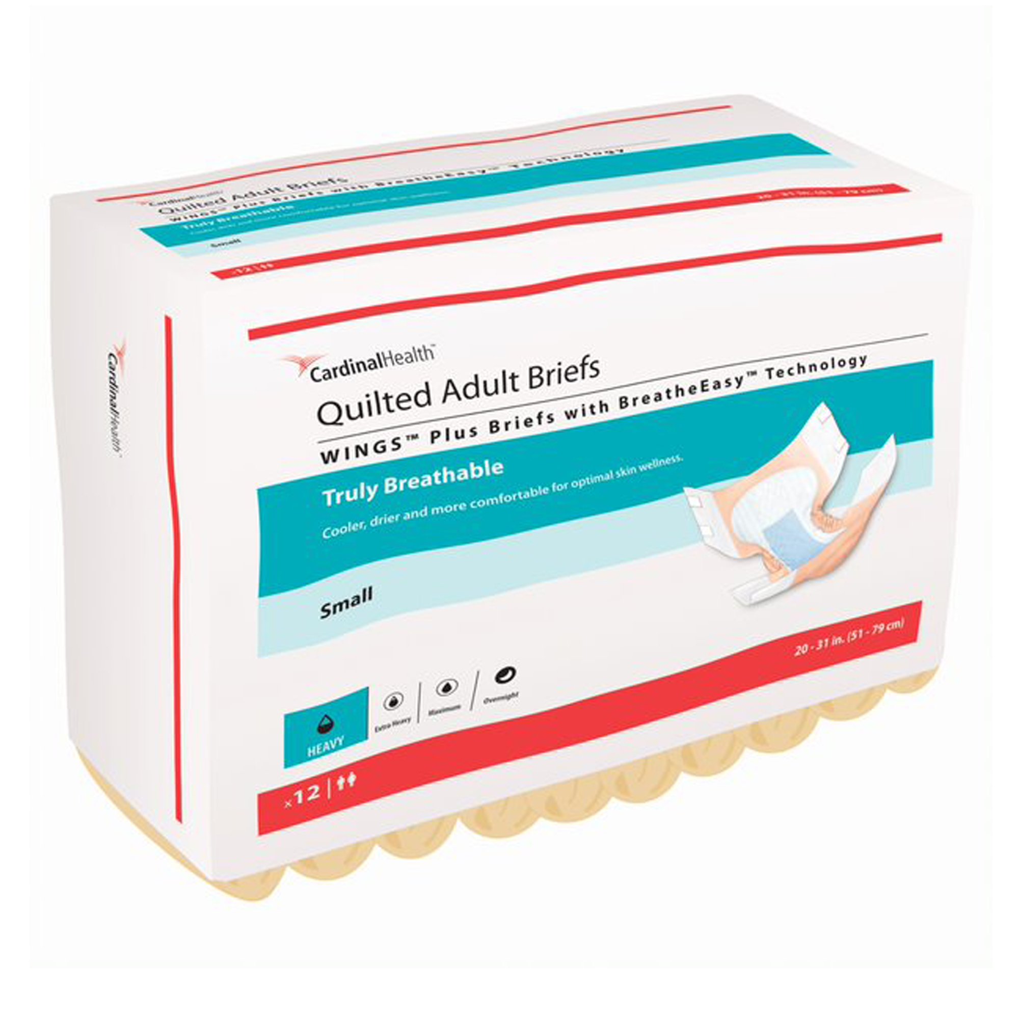Wings™ Quilted Plus with BreatheEasy™ Technology Incontinence Brief, Small - Image 3
