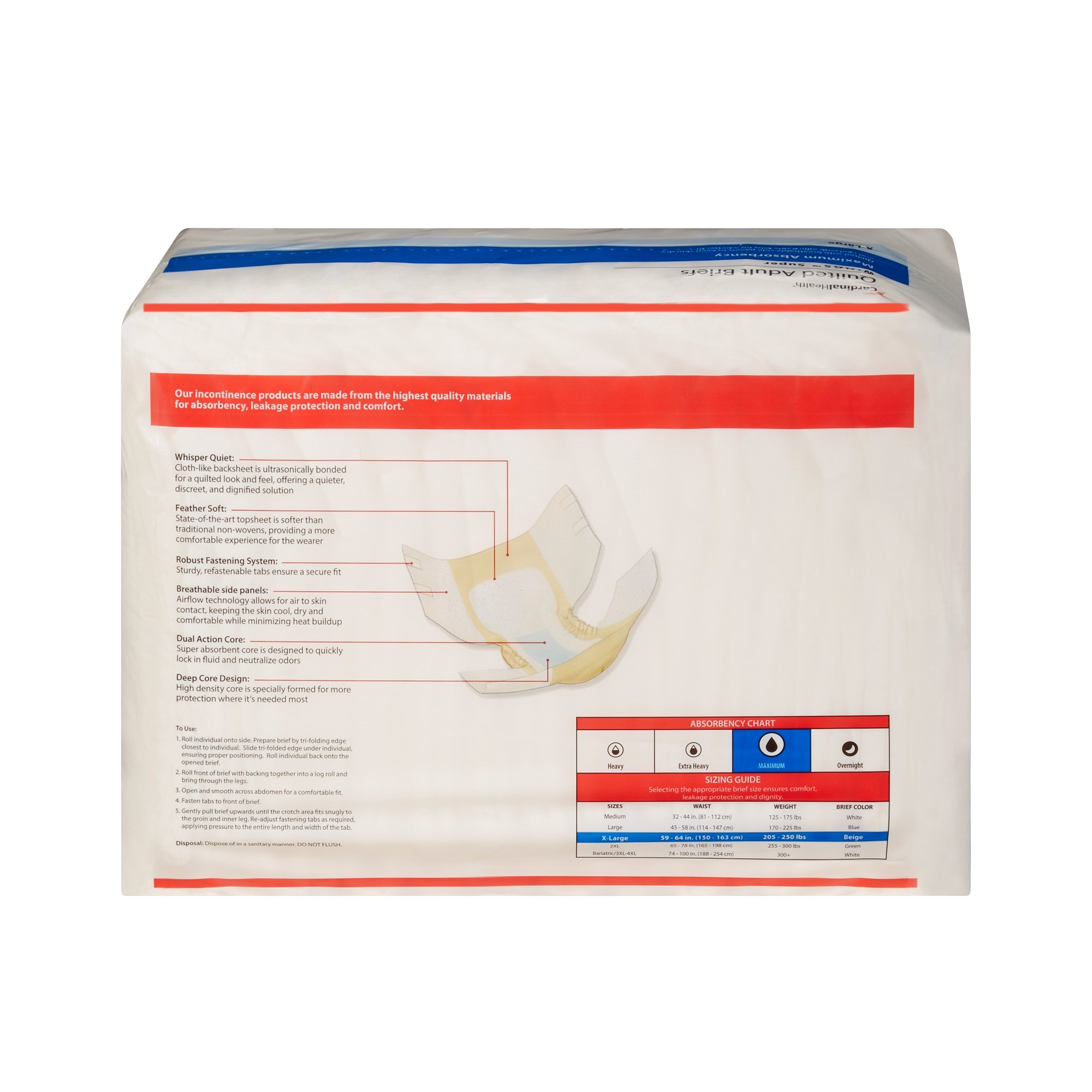 Wings™ Super Quilted Maximum Absorbency Incontinence Brief, Extra Large - Image 2
