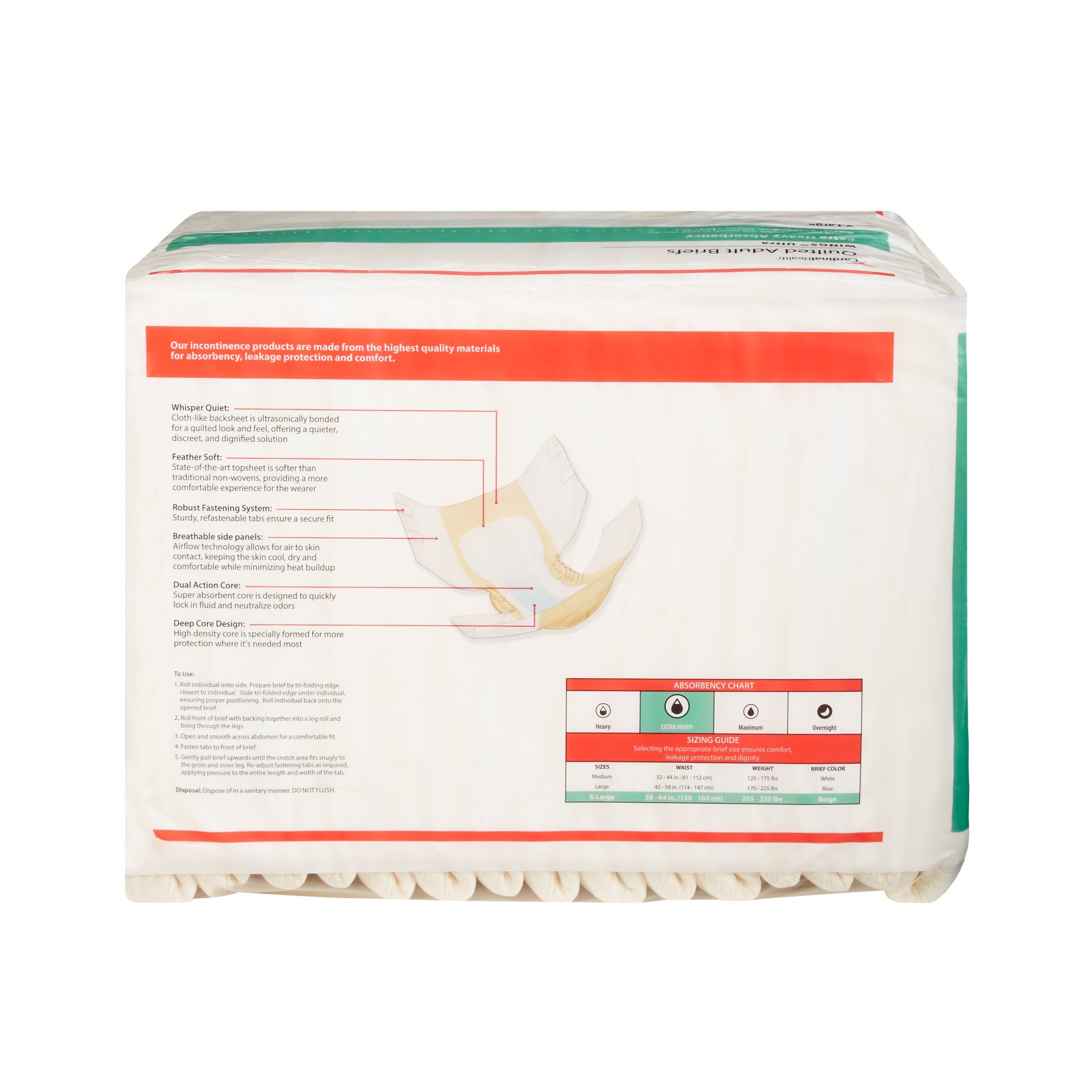 Wings™ Ultra Quilted Extra Heavy Absorbency Incontinence Brief, Extra Large - Image 2