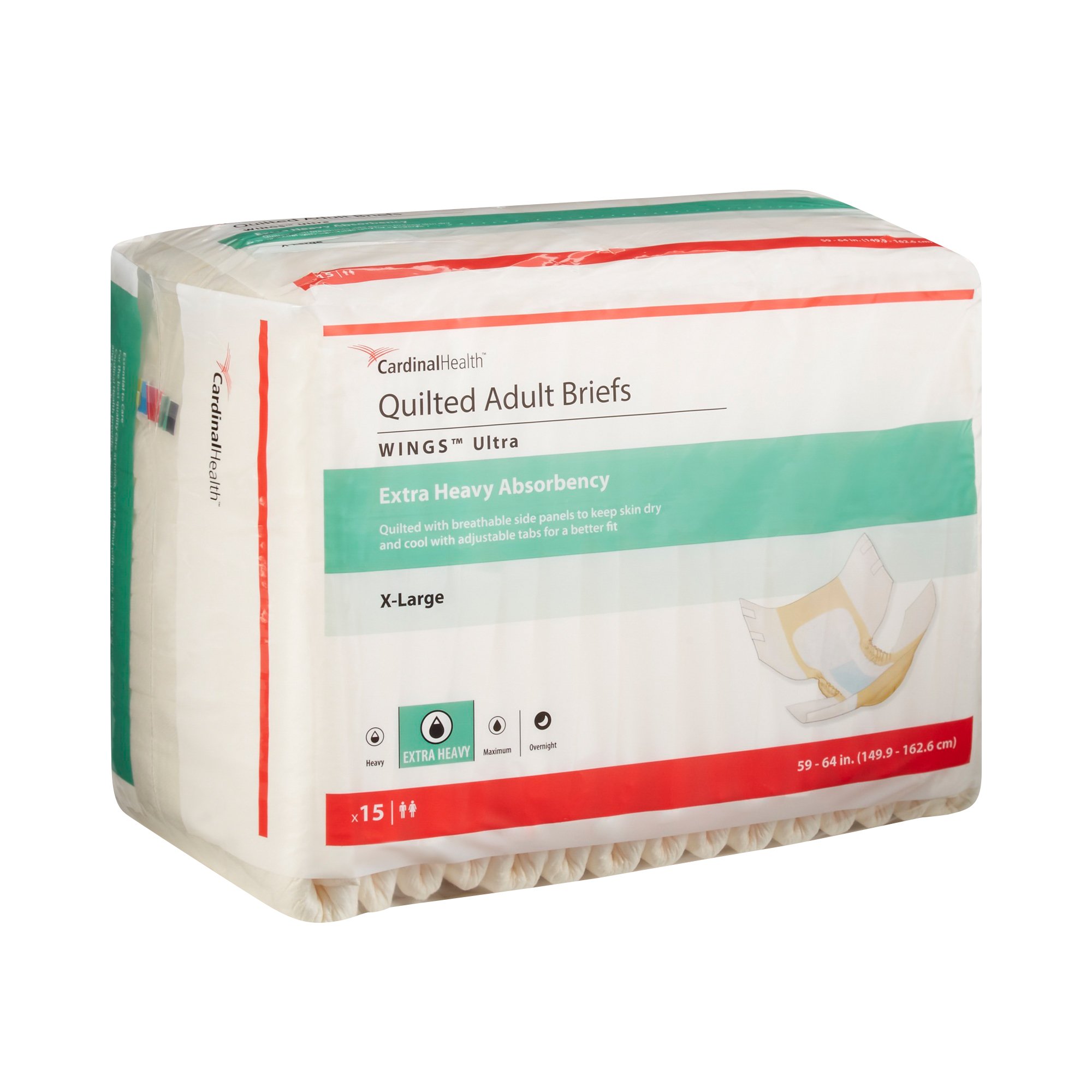 Wings™ Ultra Quilted Extra Heavy Absorbency Incontinence Brief, Extra Large - Image 3