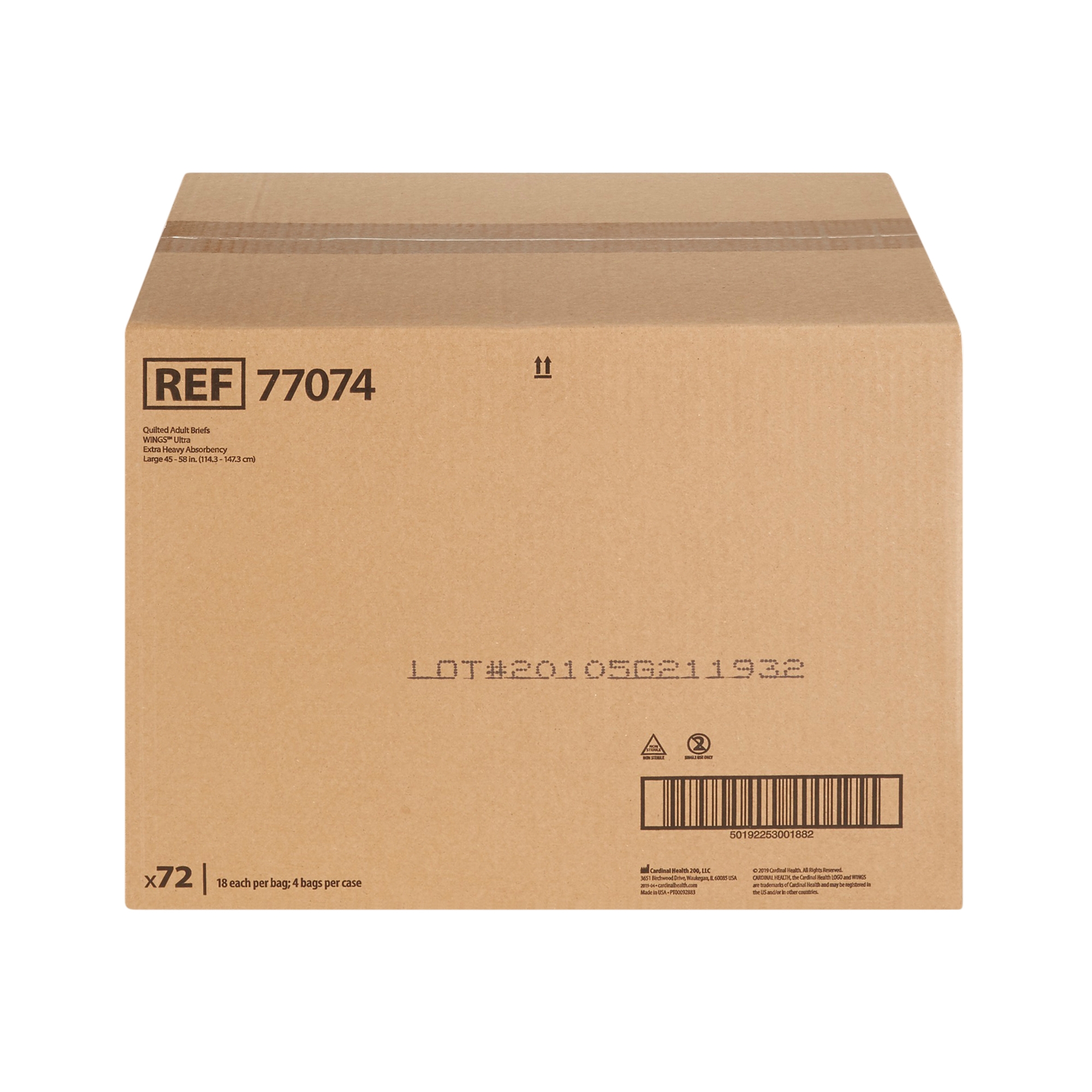 Wings™ Ultra Quilted Extra Heavy Absorbency Incontinence Brief, Large - Image 4