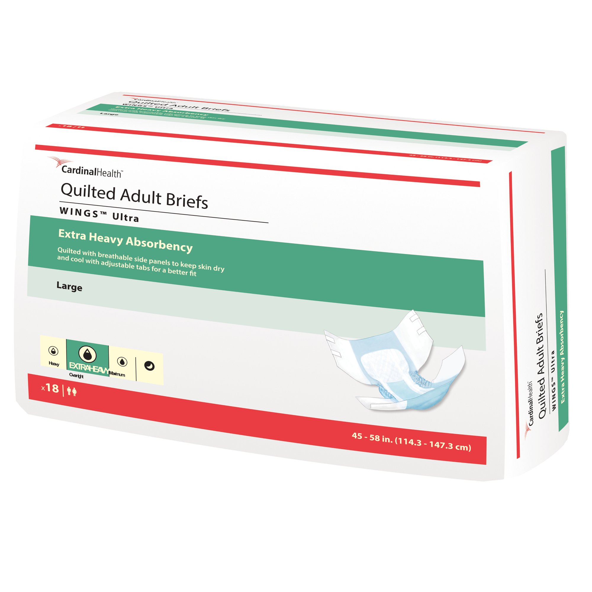 Wings™ Ultra Quilted Extra Heavy Absorbency Incontinence Brief, Large - Image 5